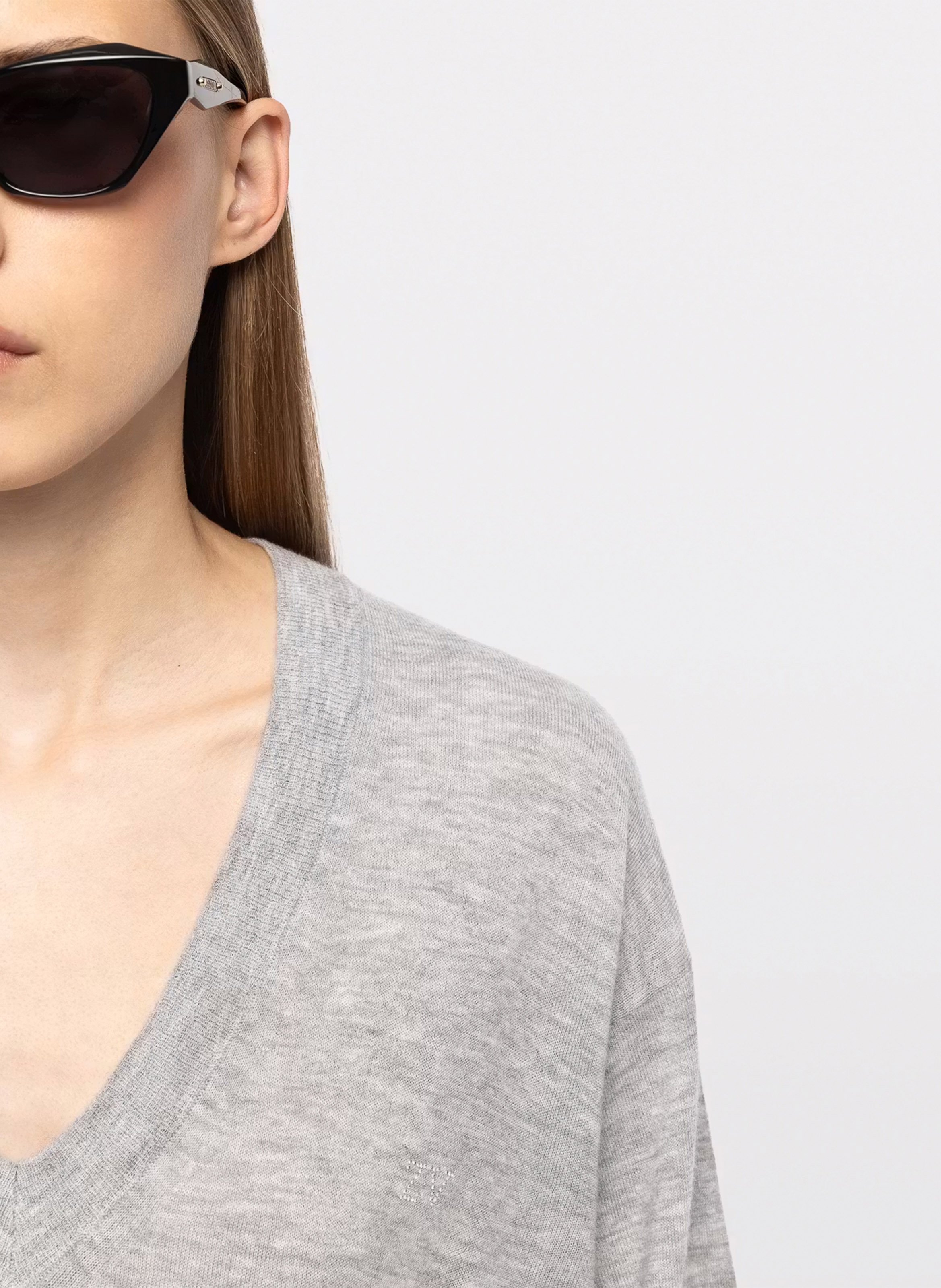 Pull oversize col v en cachemire swyny ZADIG&VOLTAIRE Gris