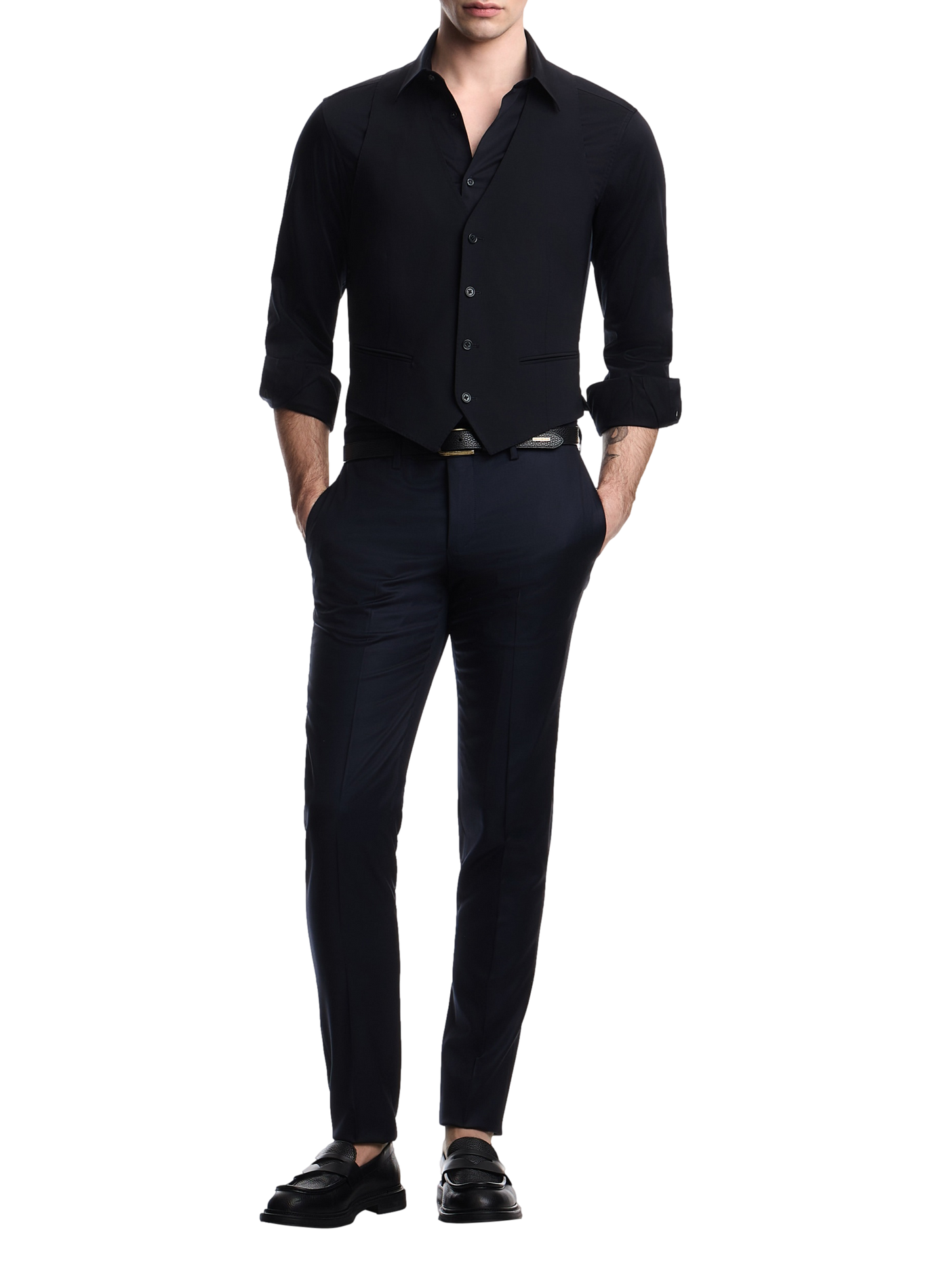 Short Tailored Vest in Solid Color EMPORIO ARMANI Blue