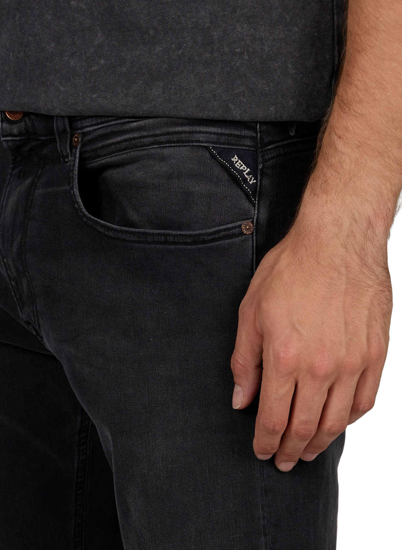 Grover straight fit jeans in blended cotton REPLAY Grey