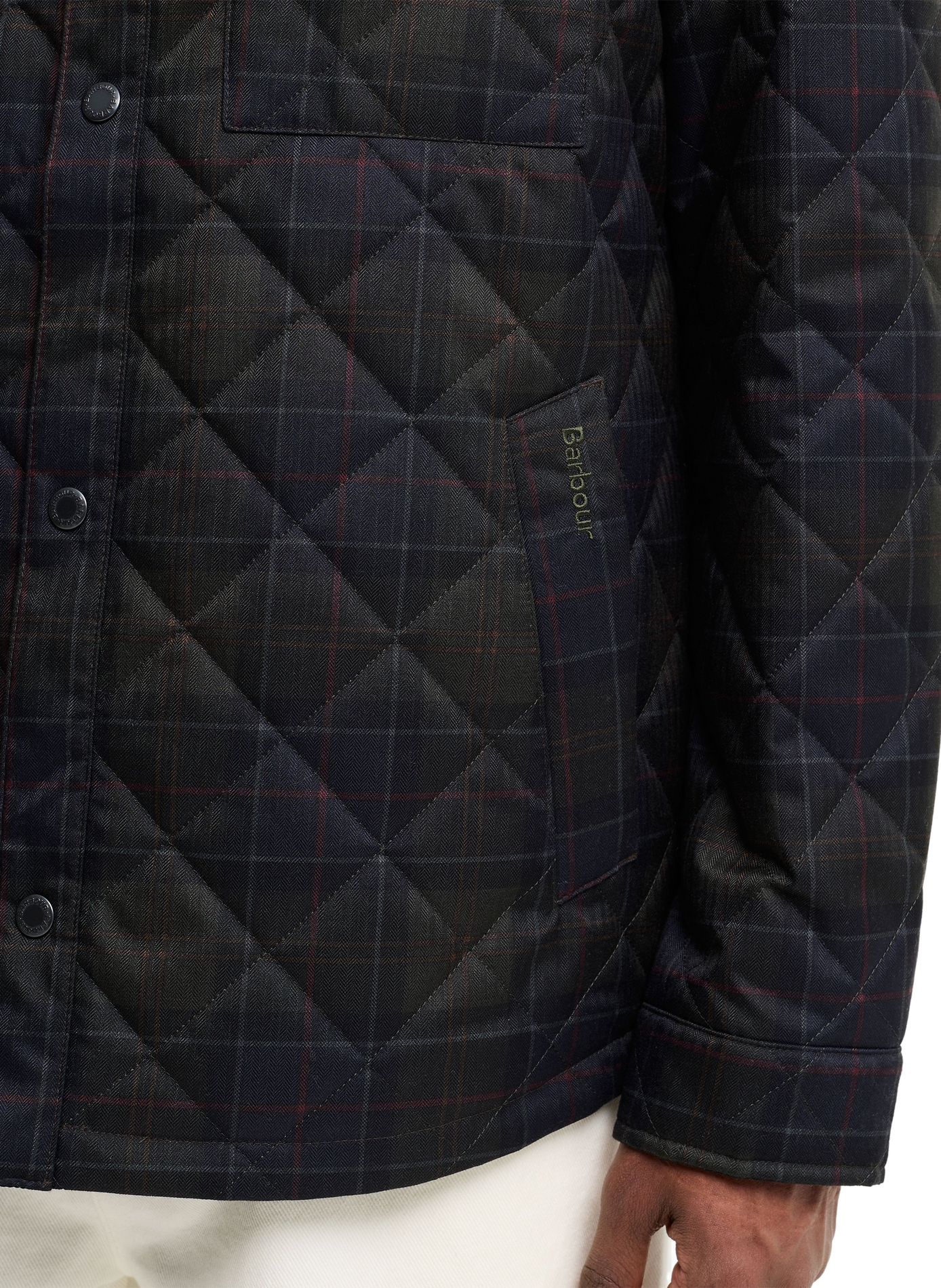 Straight quilted jacket with classic collar in check pattern BARBOUR Multicolour
