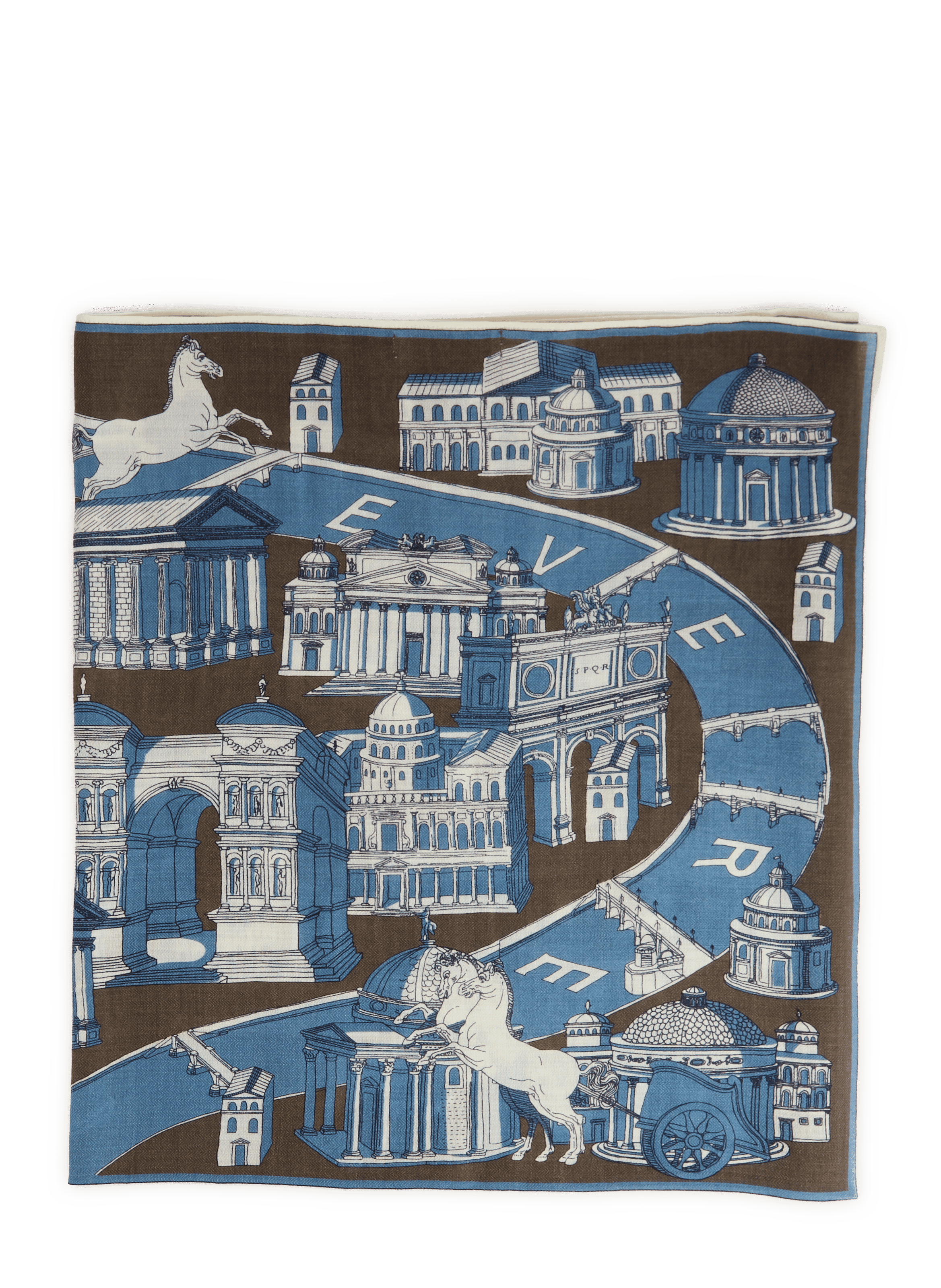 Printed wool blend ROMA scarf INOUI EDITIONS Khaki