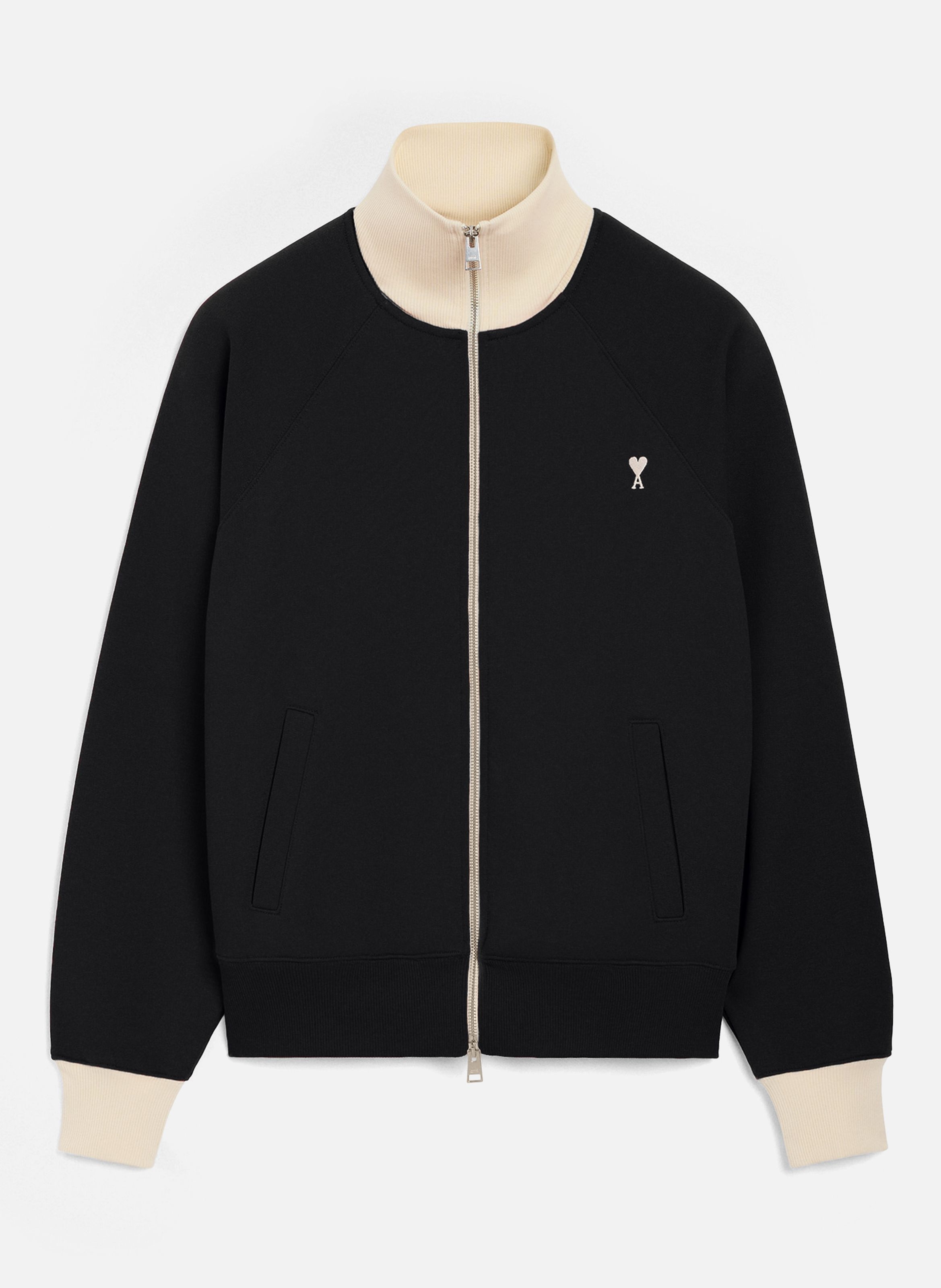 Sweatshirt zippé unisexe en coton ami de coeur AMI PARIS Noir