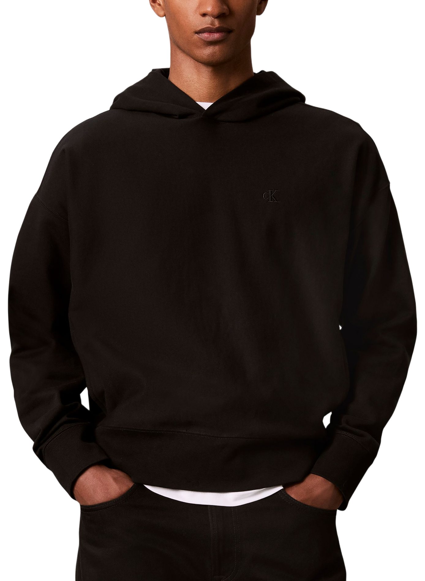 Straight cotton blend sweatshirt CALVIN KLEIN Black