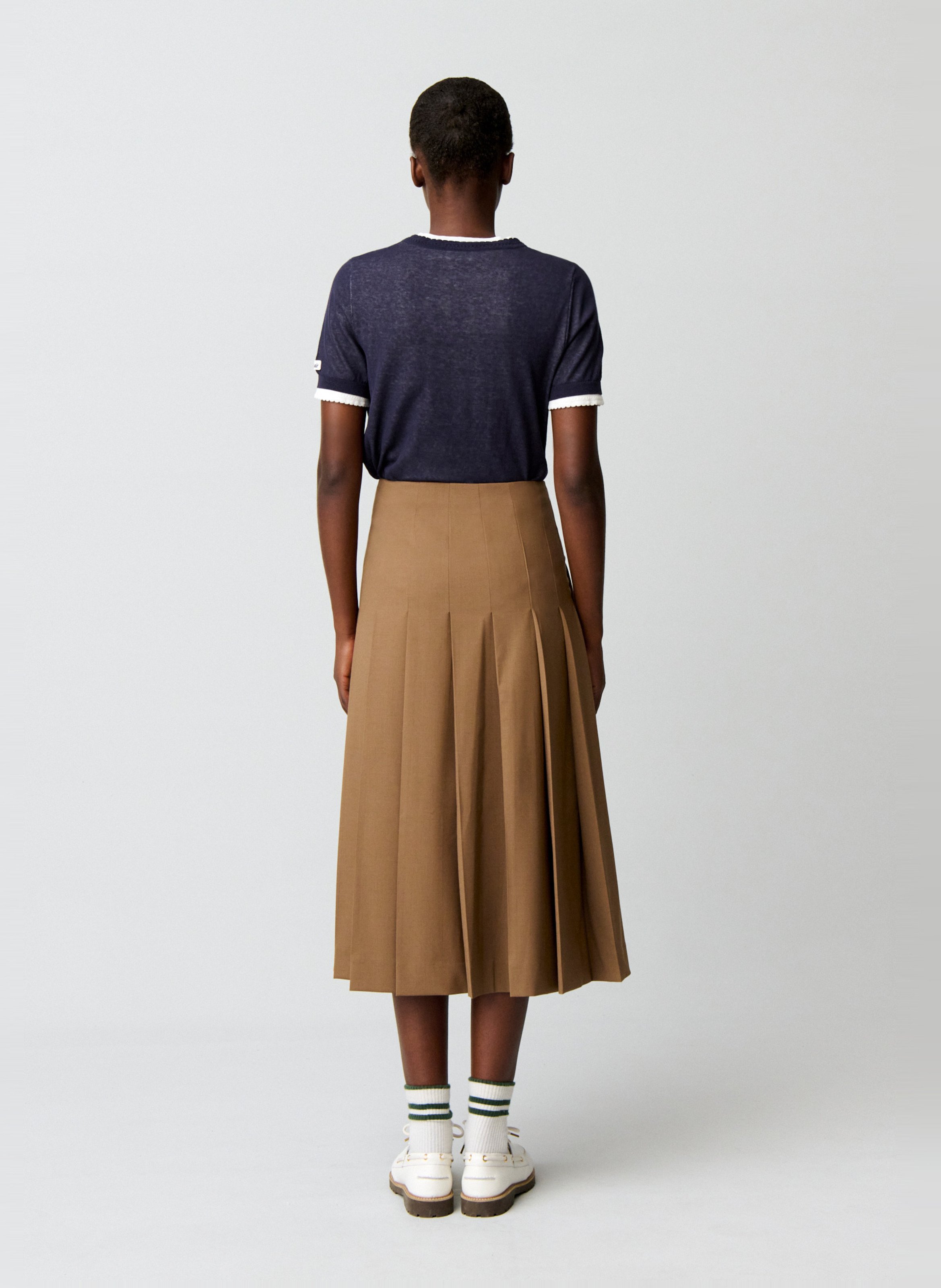 Jupe midi plissée unie CLAUDIE PIERLOT Beige