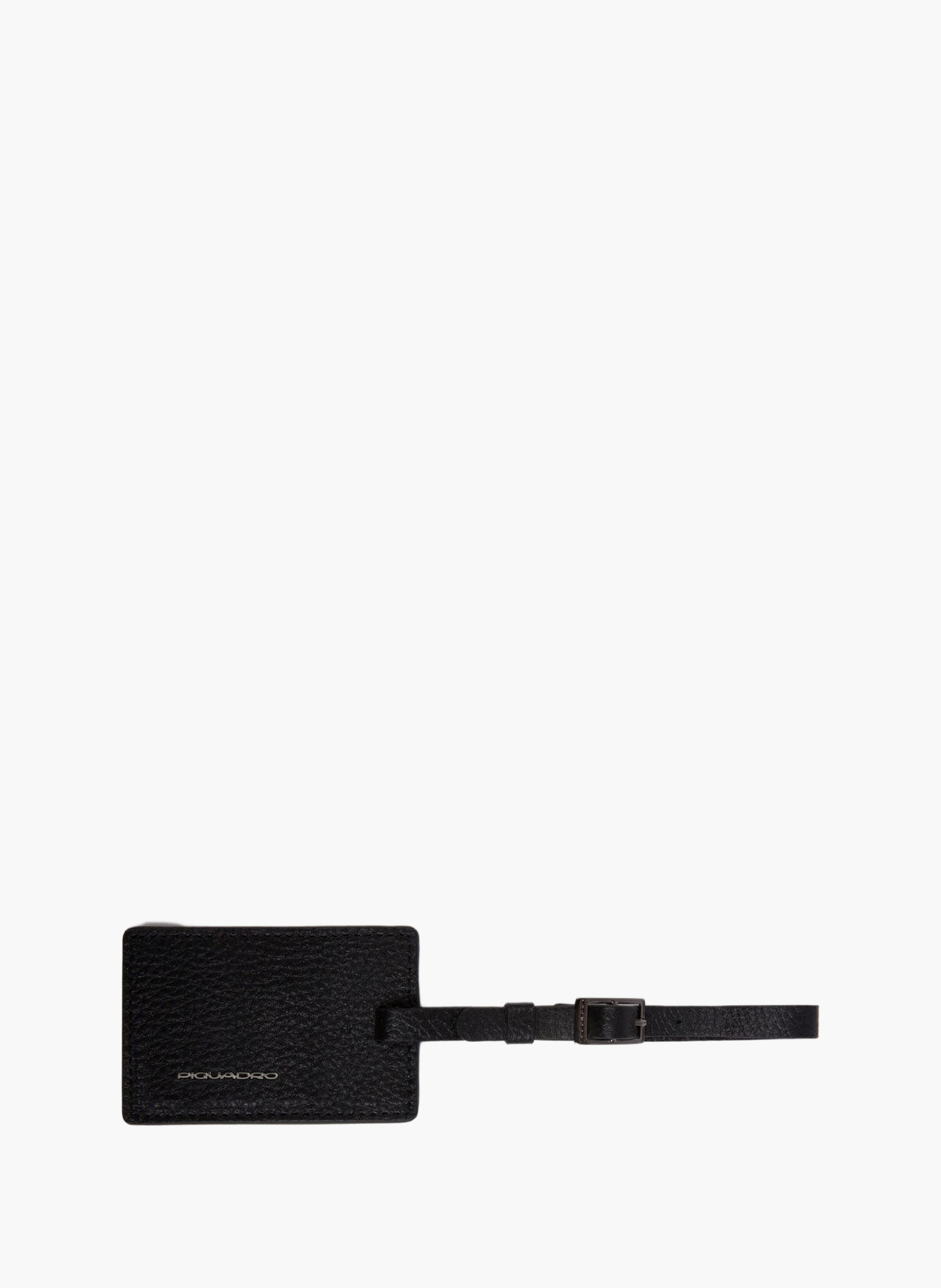 Leather cabin suitcase with garment sleeve PIQUADRO Black