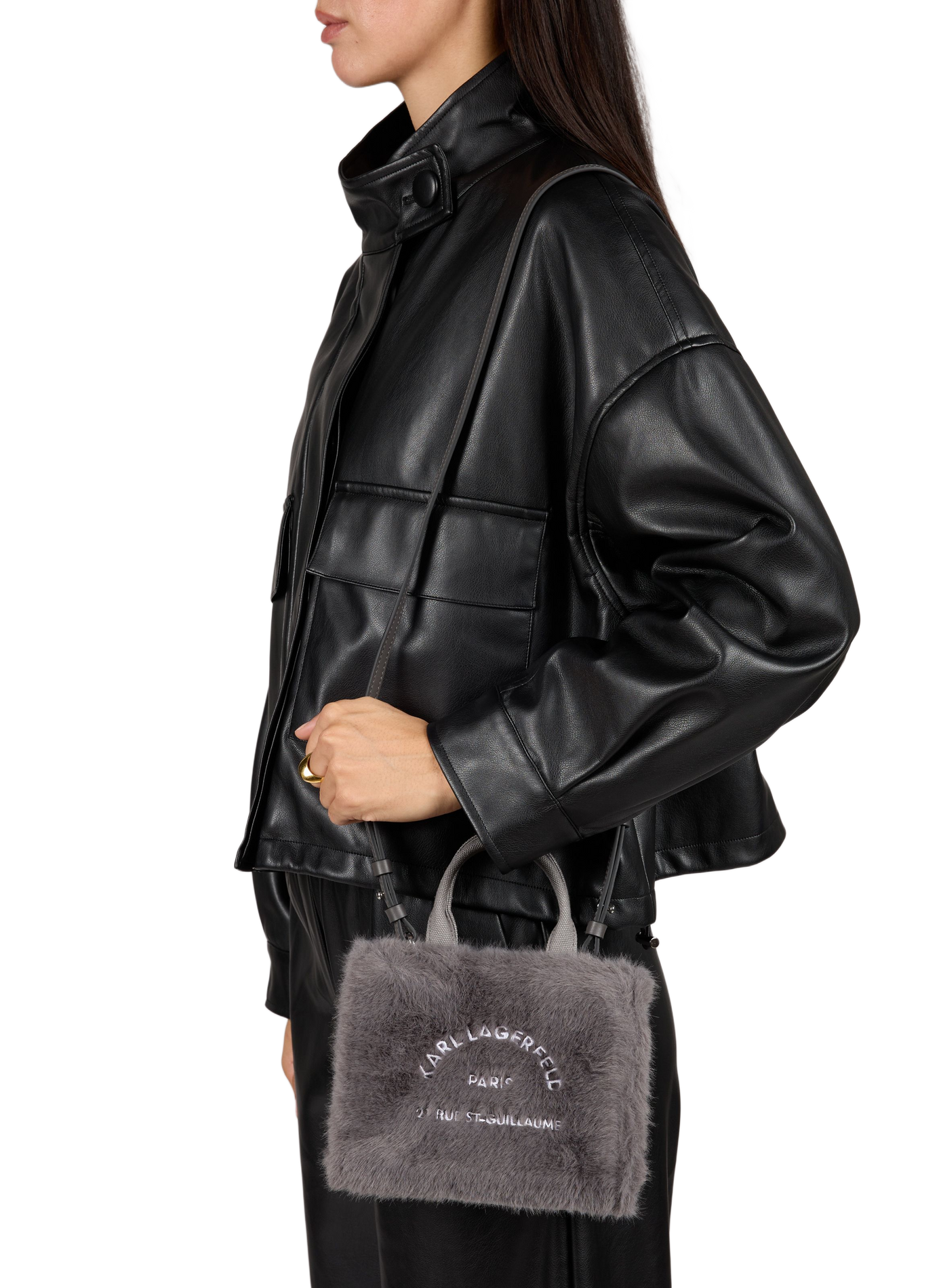 Borsa a mano in finta pelliccia KARL LAGERFELD Grigio