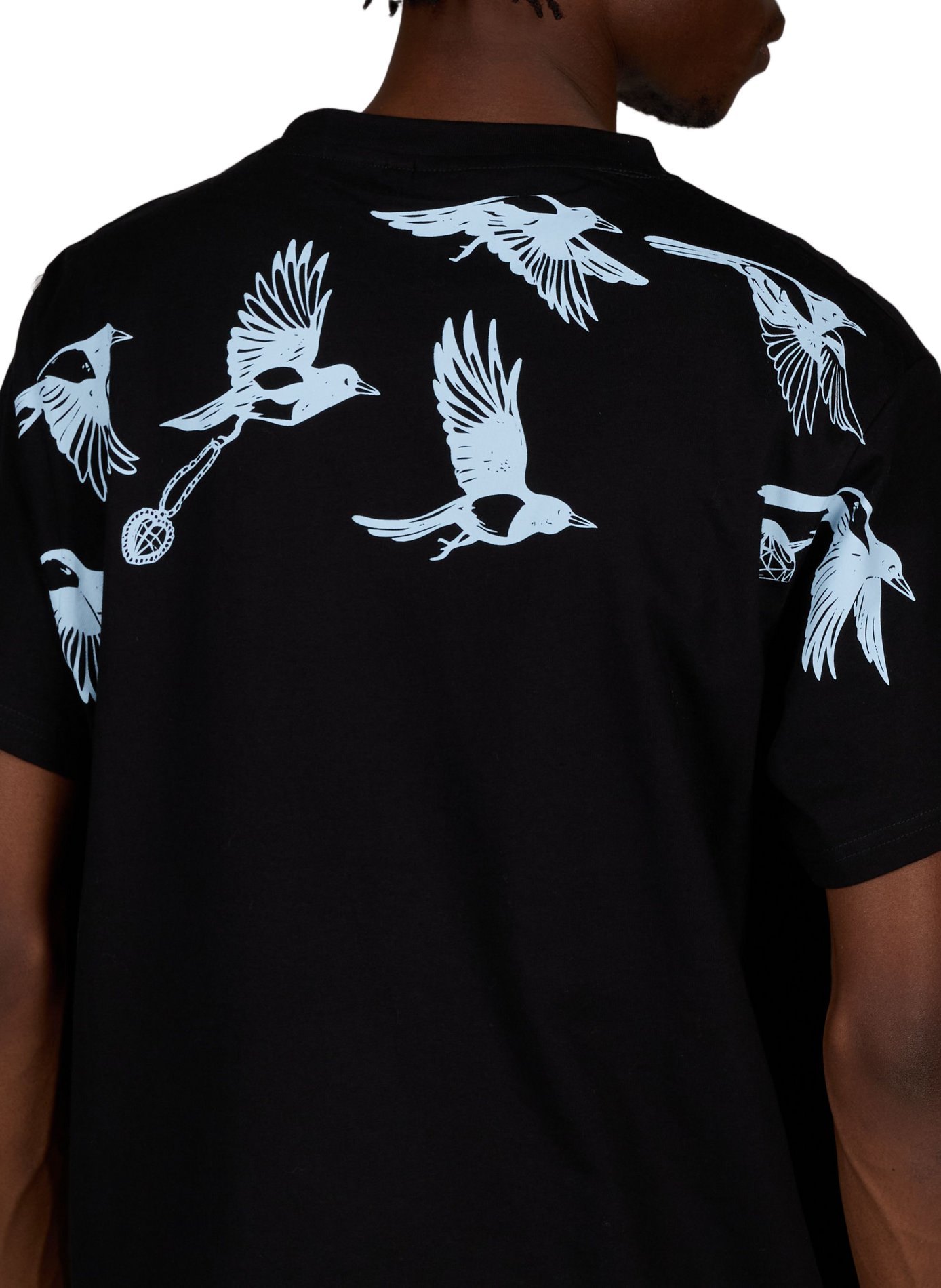 T-shirt droit sérigraphié en coton JACKER. Noir