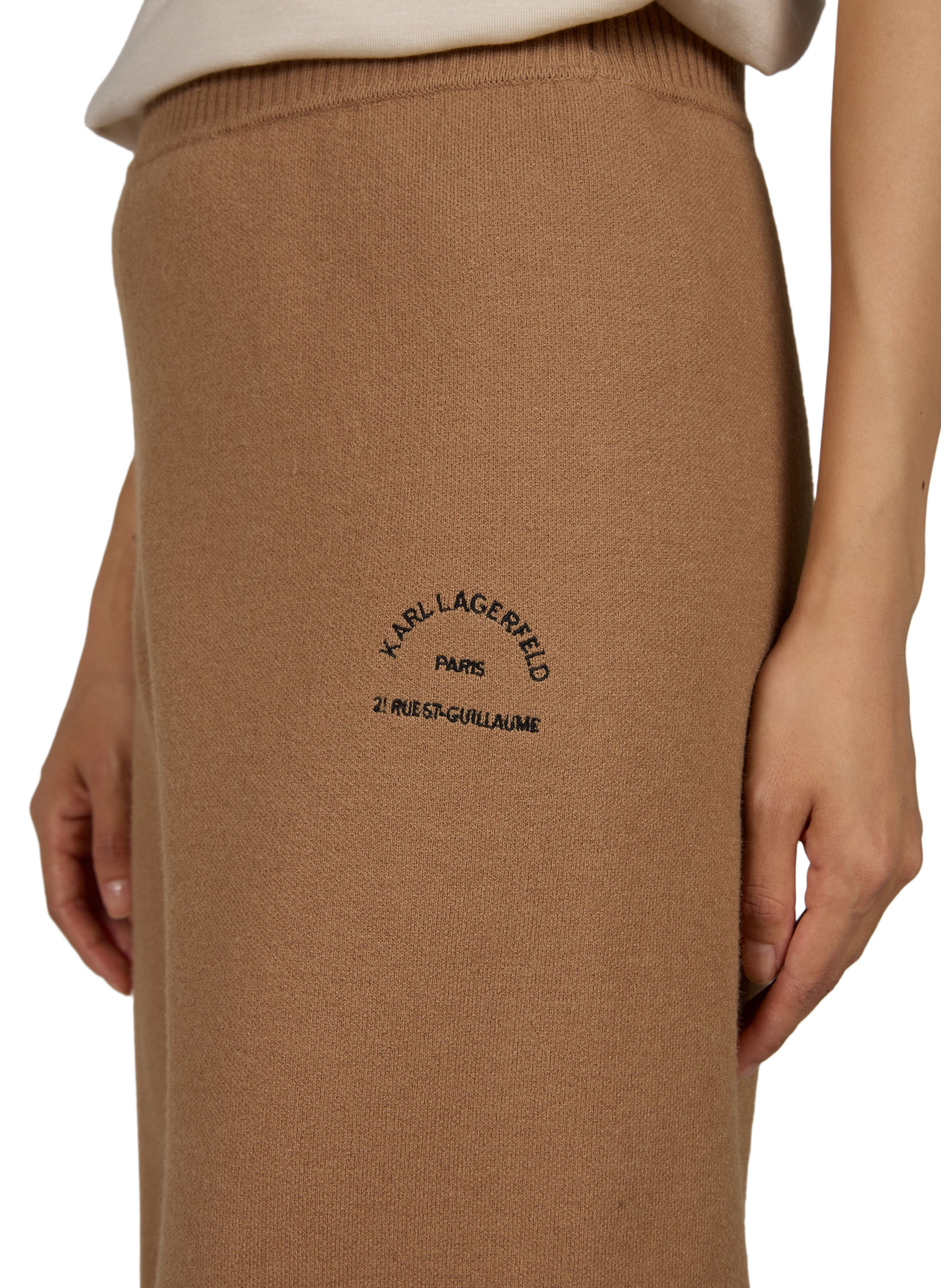 Wide-leg knit pants KARL LAGERFELD Beige