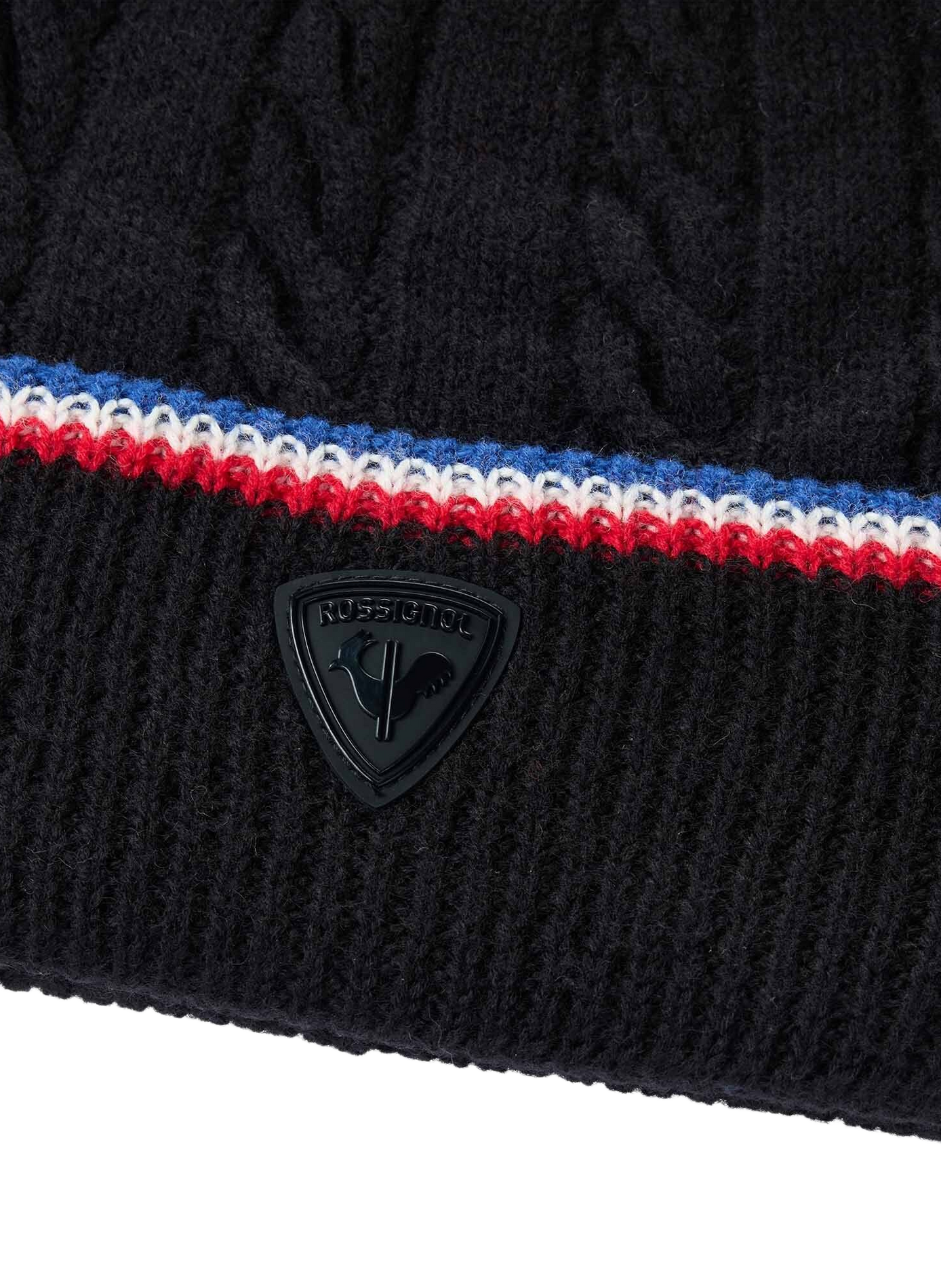 Beanie mit Umschlag im Zopfmuster ROSSIGNOL Schwarz