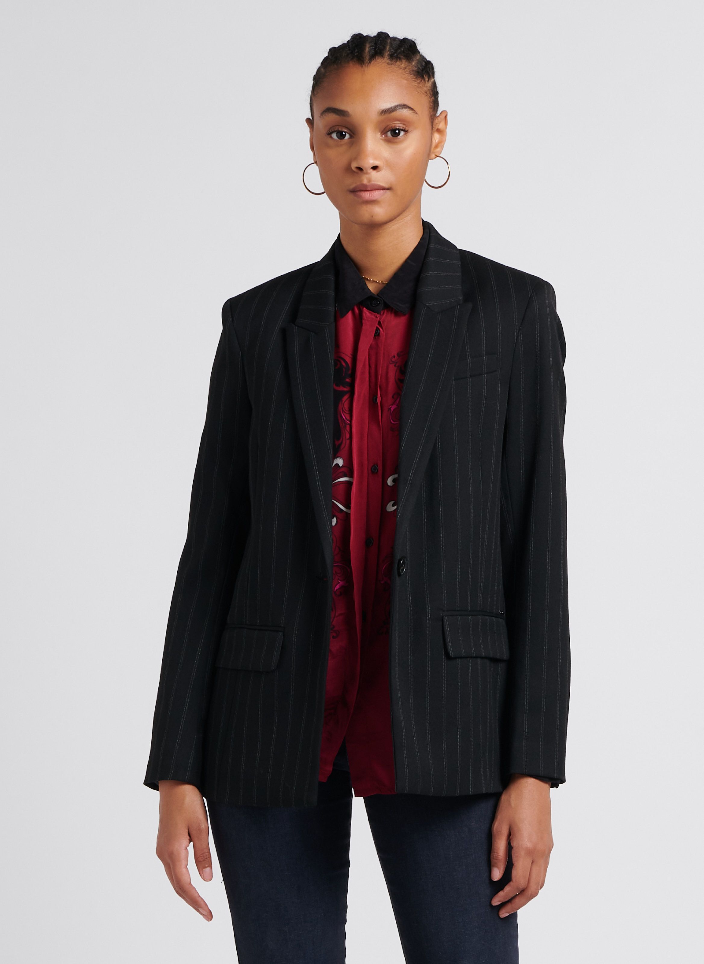 VESTE DE TAILLEUR DROITE RAYURES IKKS pour FEMME Printemps