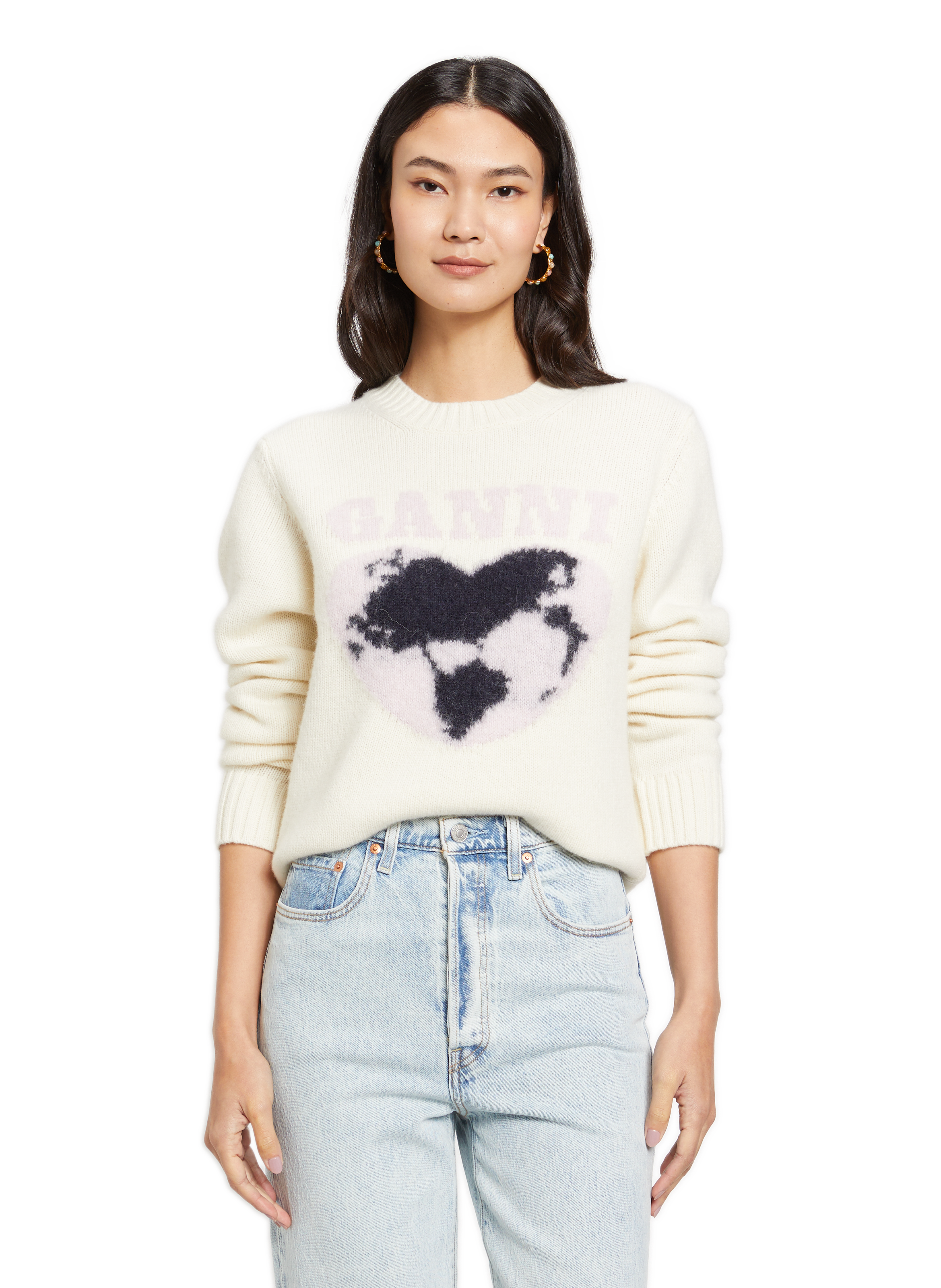 GANNI Pull en laine Beige