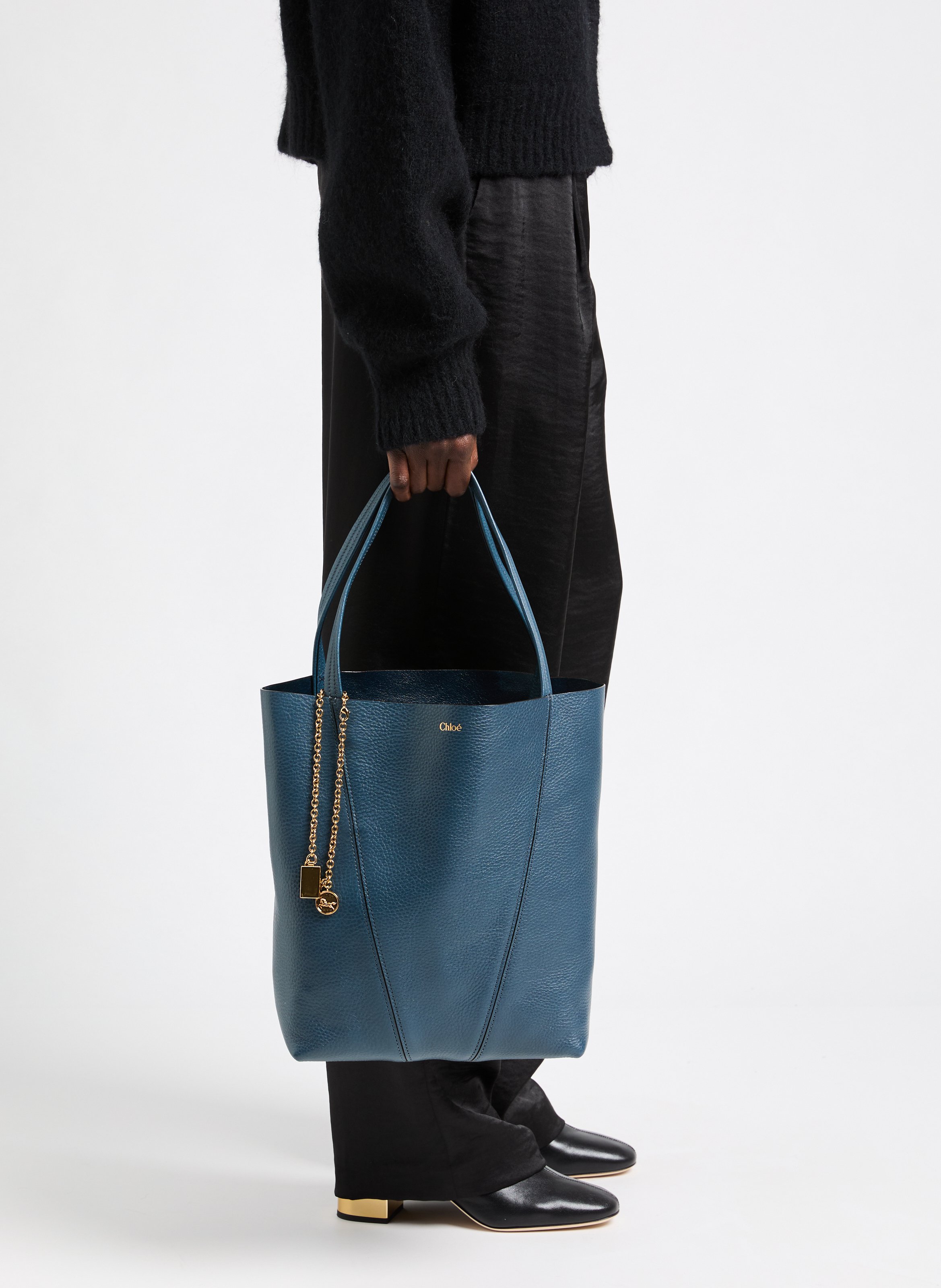 Sac cabas Spin en cuir grainé CHLOÉ Bleu