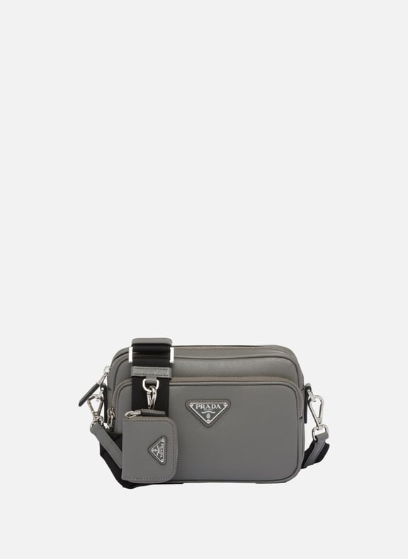 Sac porté épaule en cuir saffiano Gris by PRADA PRADA Sac porté épaule en cuir saffiano Gris