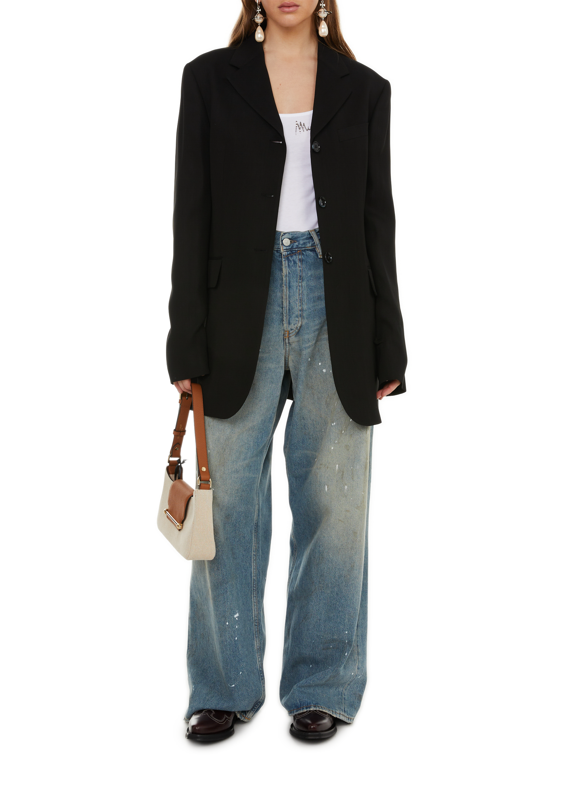 Blazer en laine mélangée ACNE STUDIOS Noir