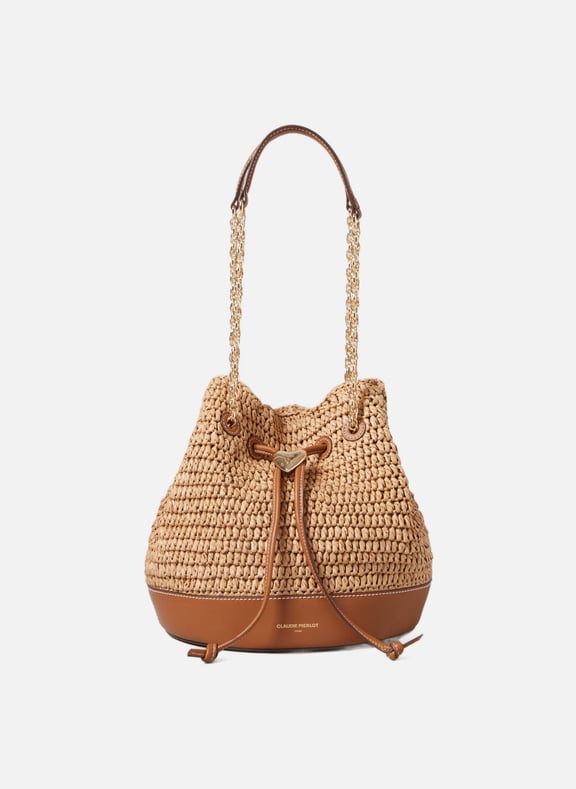 Sac seau en papier tressé Marron by CLAUDIE PIERLOT CLAUDIE PIERLOT Sac seau en papier tressé Marron