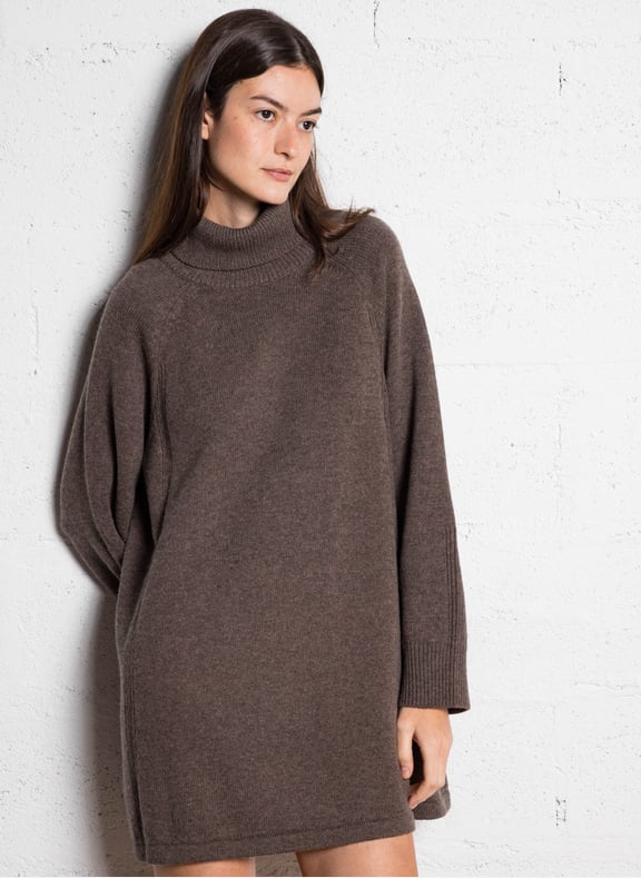 Robe pull courte en laine et coton medee Marron by BA&SH BA&SH Robe pull courte en laine et coton medee Marron