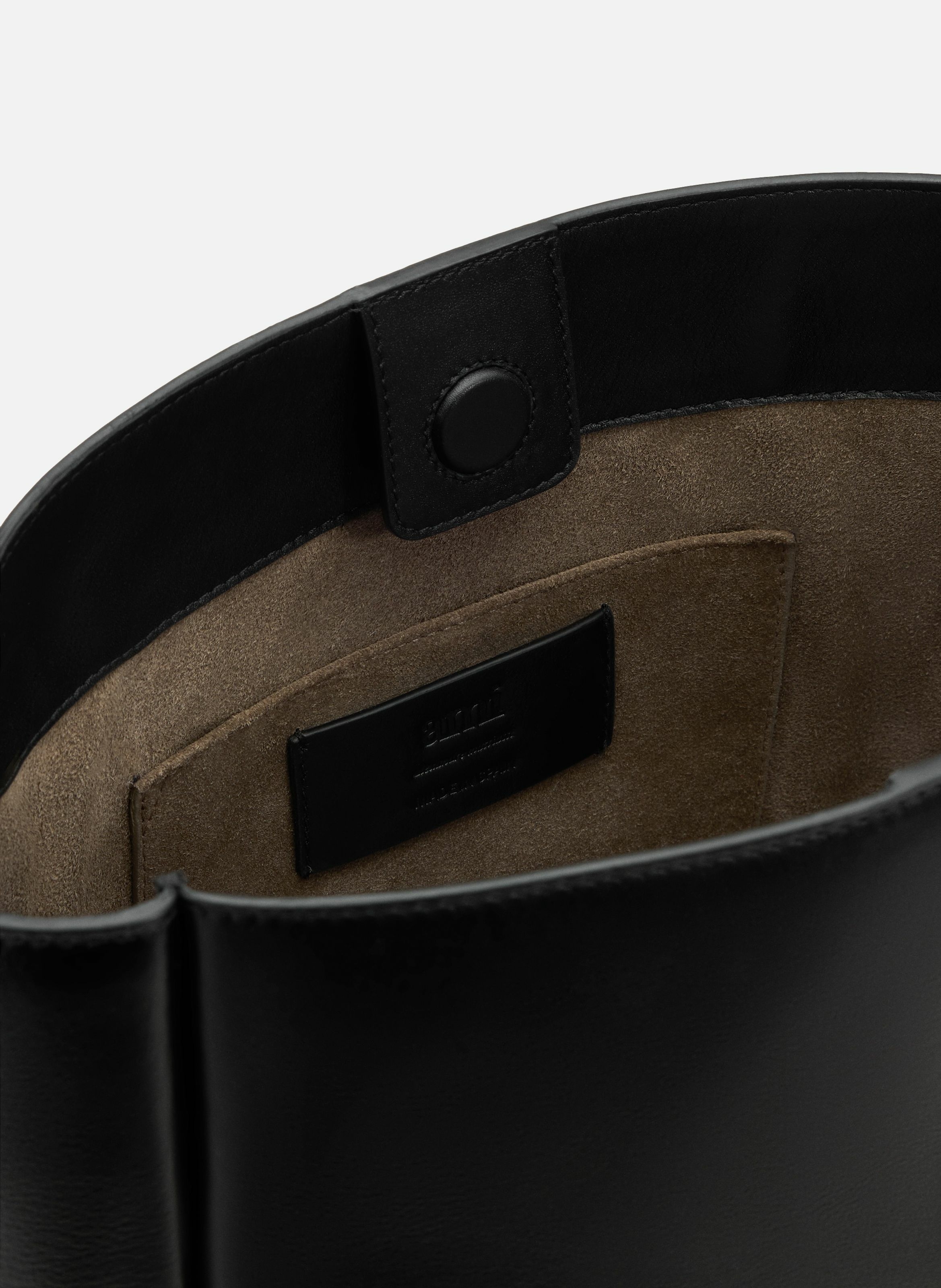 Sac seau carrousel en cuir lisse unisexe AMI PARIS Noir