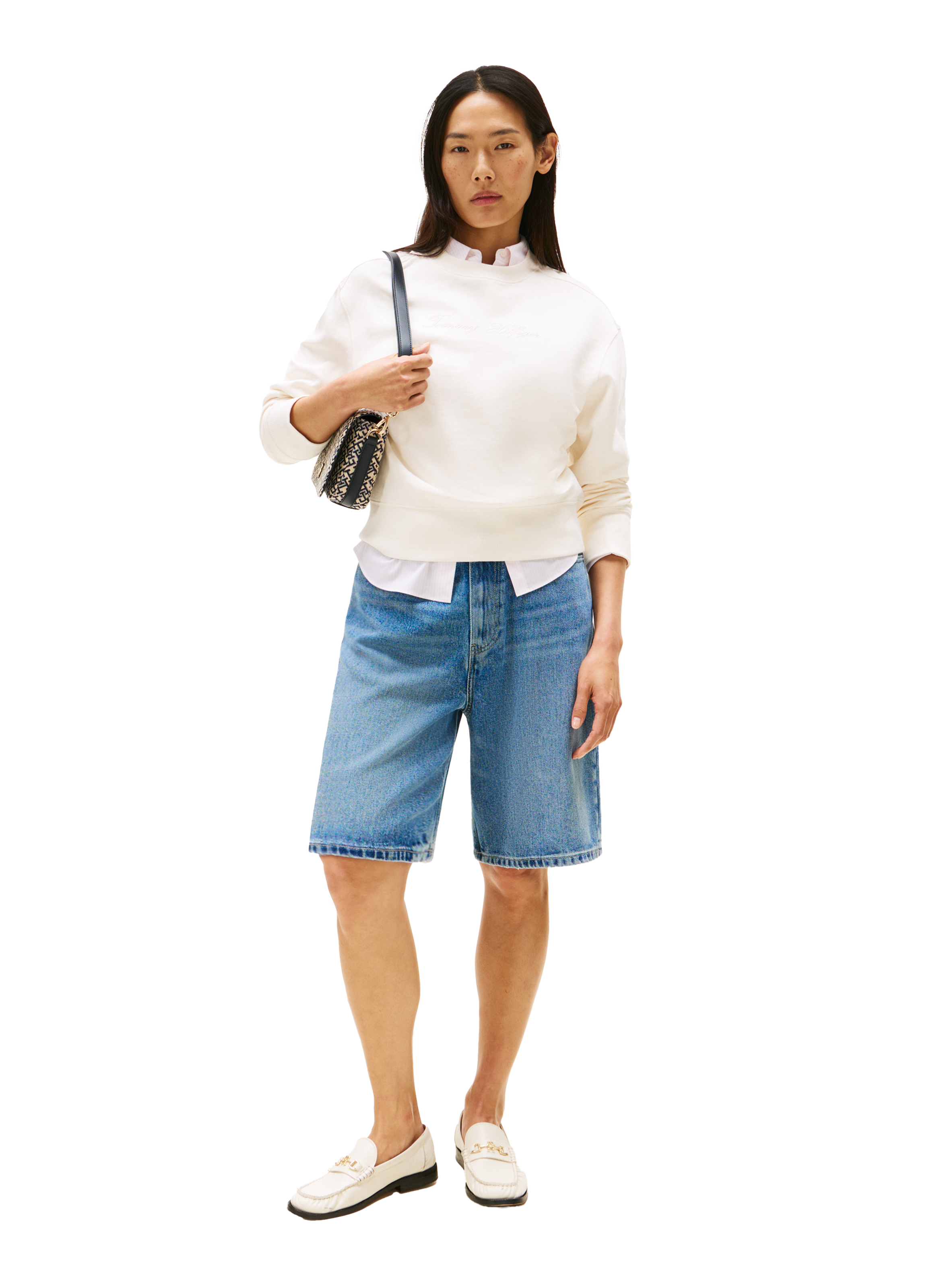 Oversized sweatshirt in blended cotton. TOMMY HILFIGER White