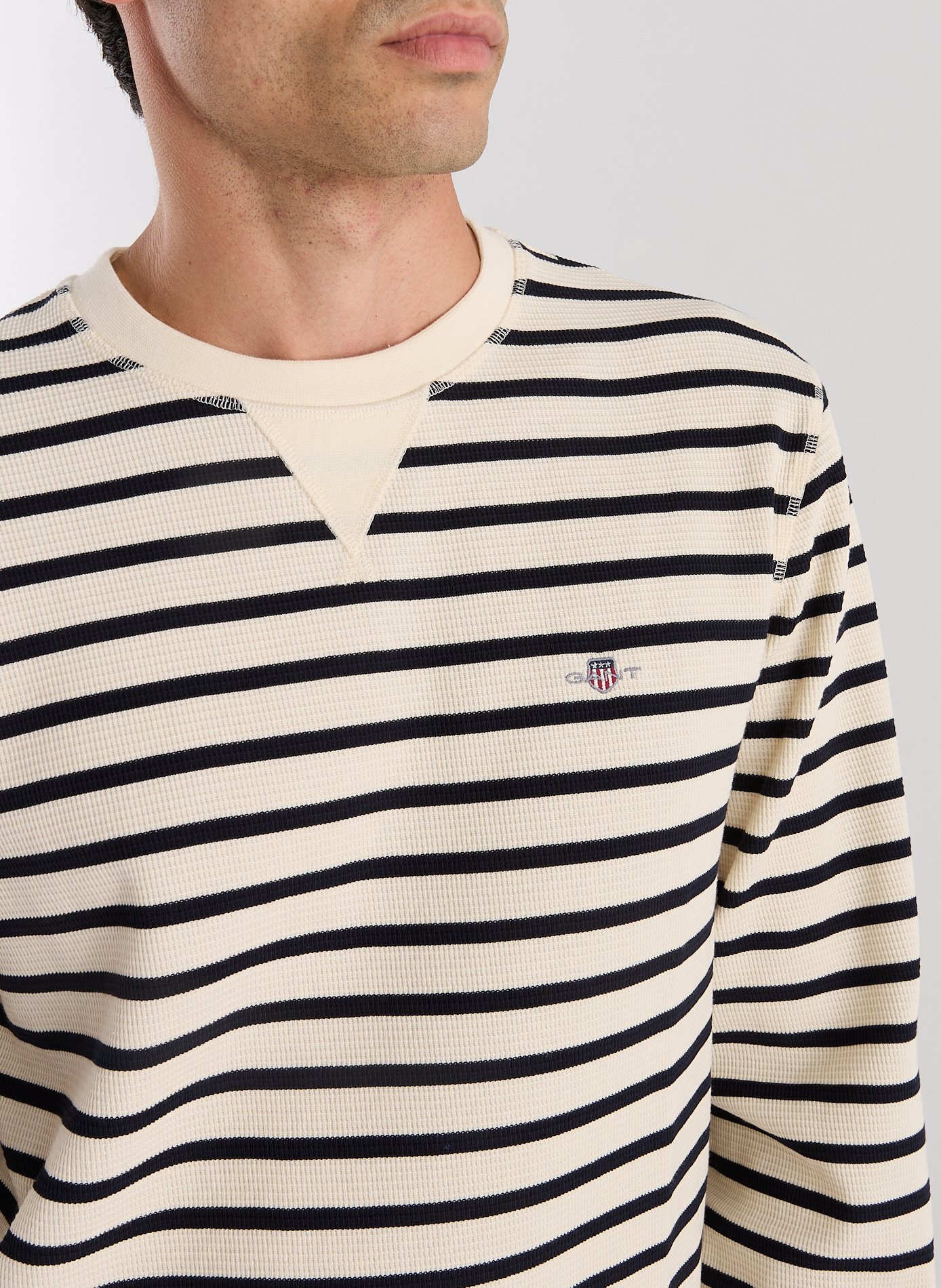 Pull côtelé en coton GANT Beige