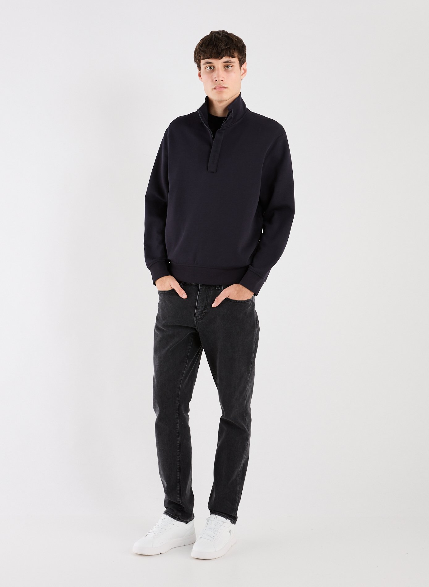 Straight high-neck sweatshirt in blended cotton ARMANI EXCHANGE Blue