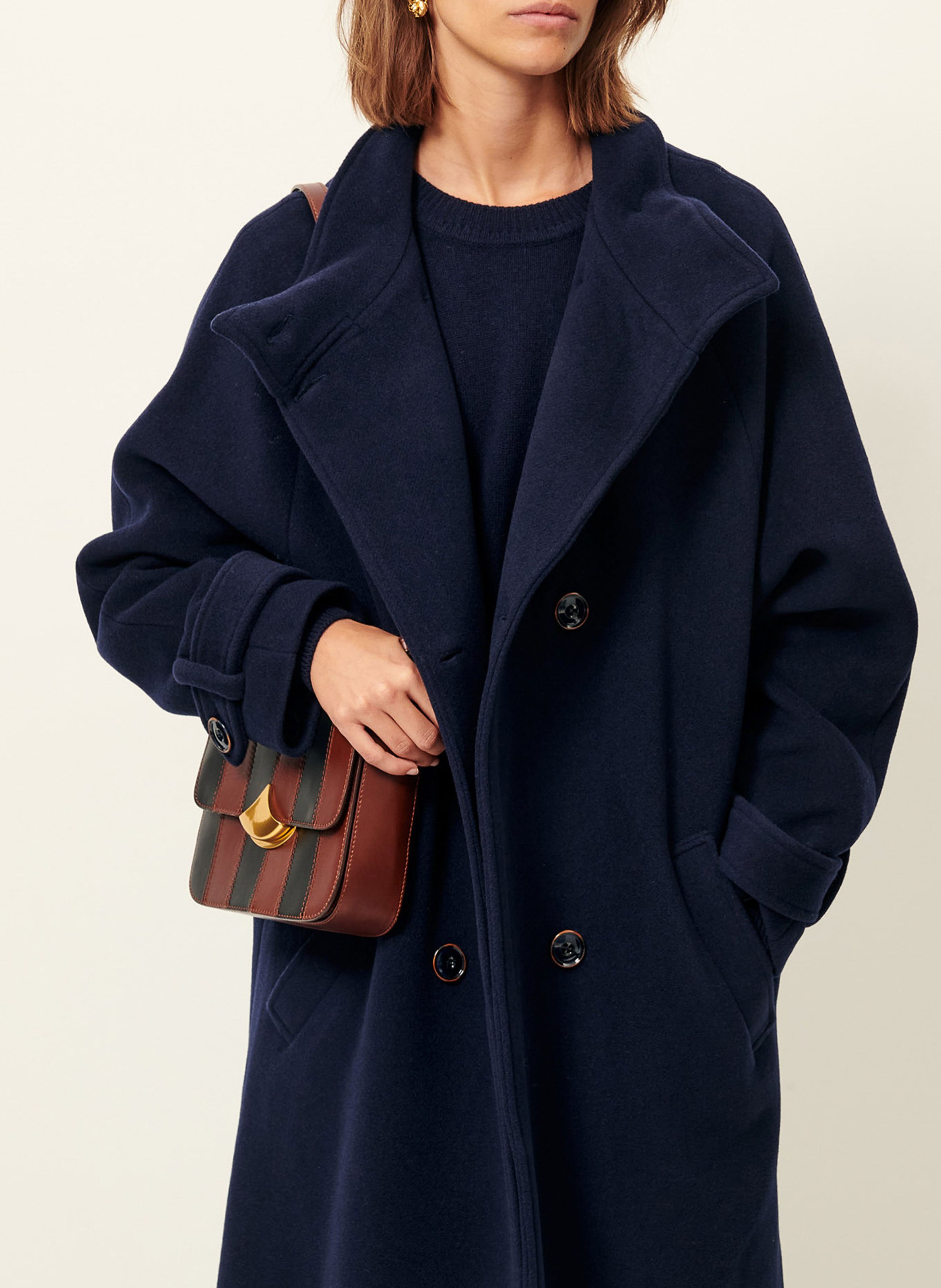 Manteau col montant en laine mélangée bleeckett SESSUN Bleu