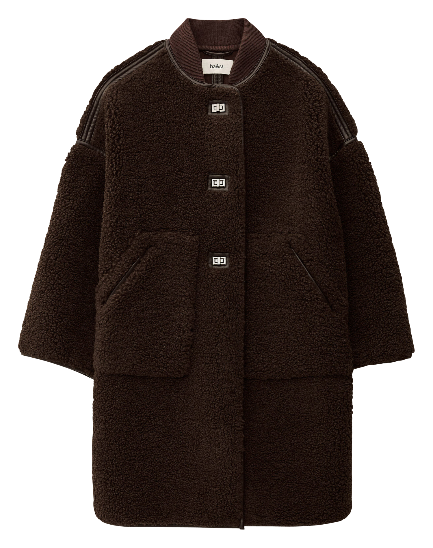 Manteau oversize col rond en sherpa millie BA&SH Marron