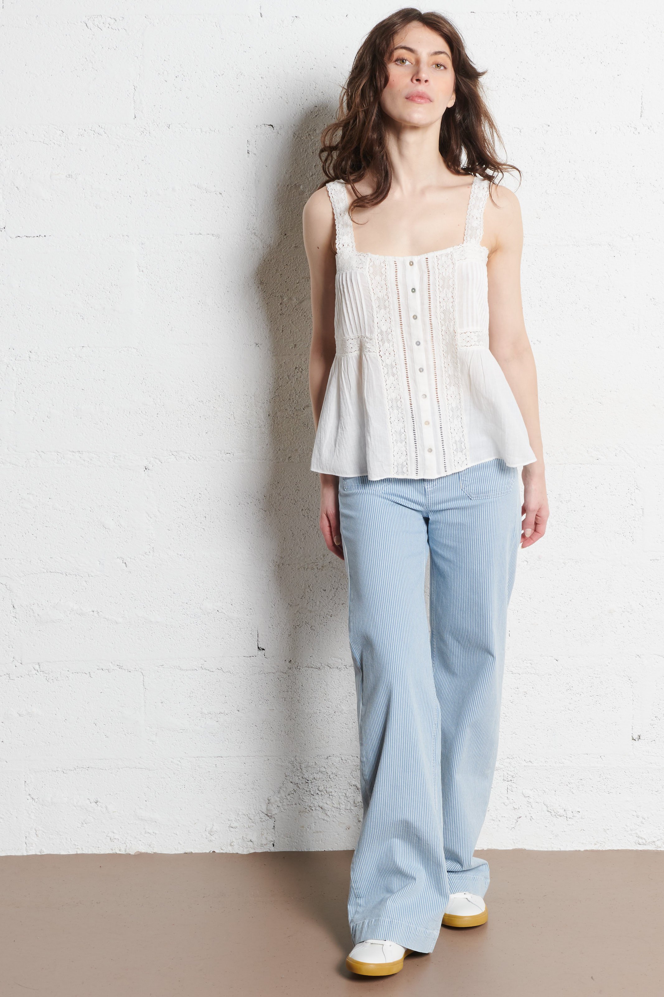 Pantalon large rayé en coton luna MAISON 123 Bleu