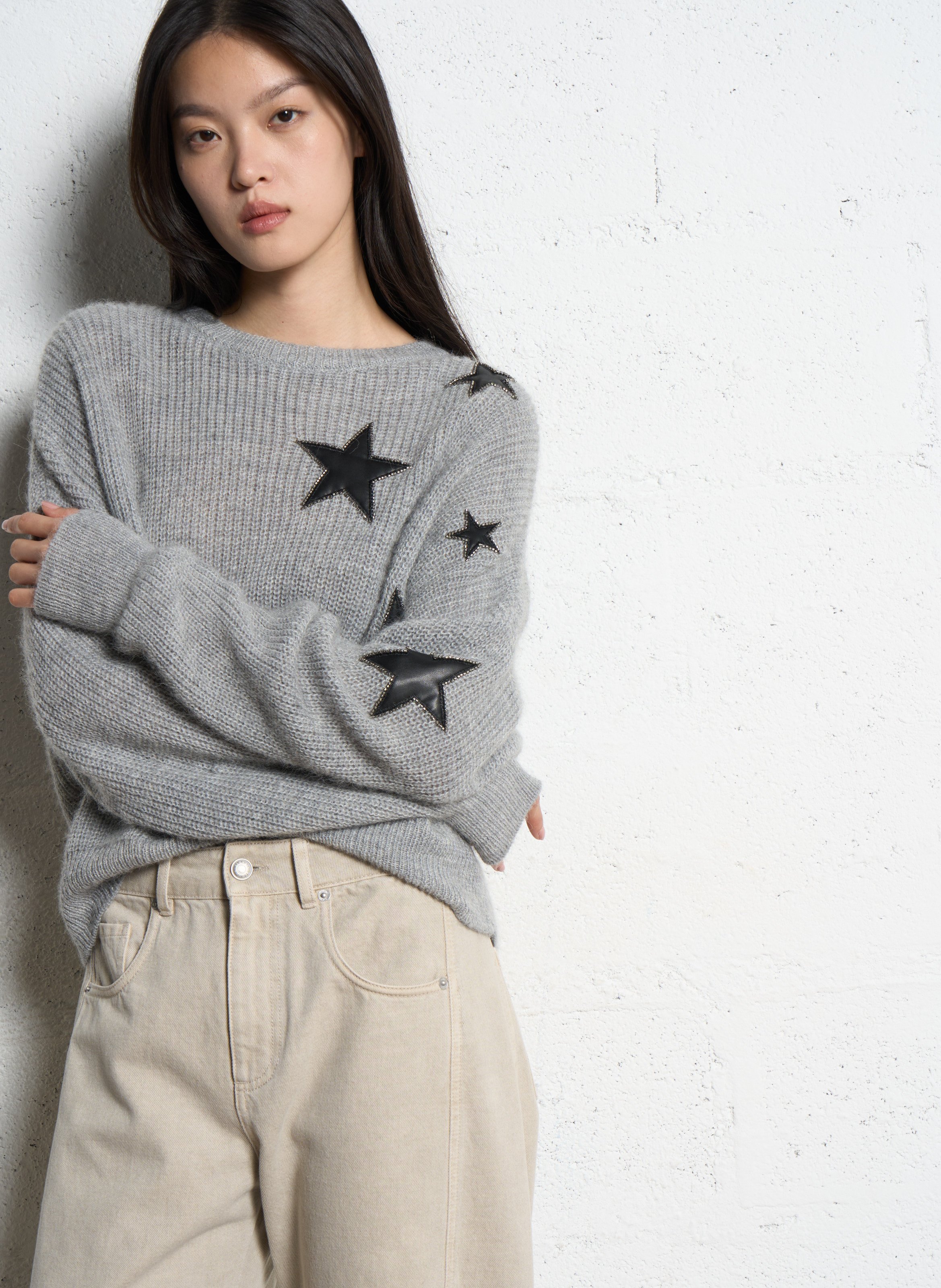 Pull droit en alpaga mélangé IKKS Gris