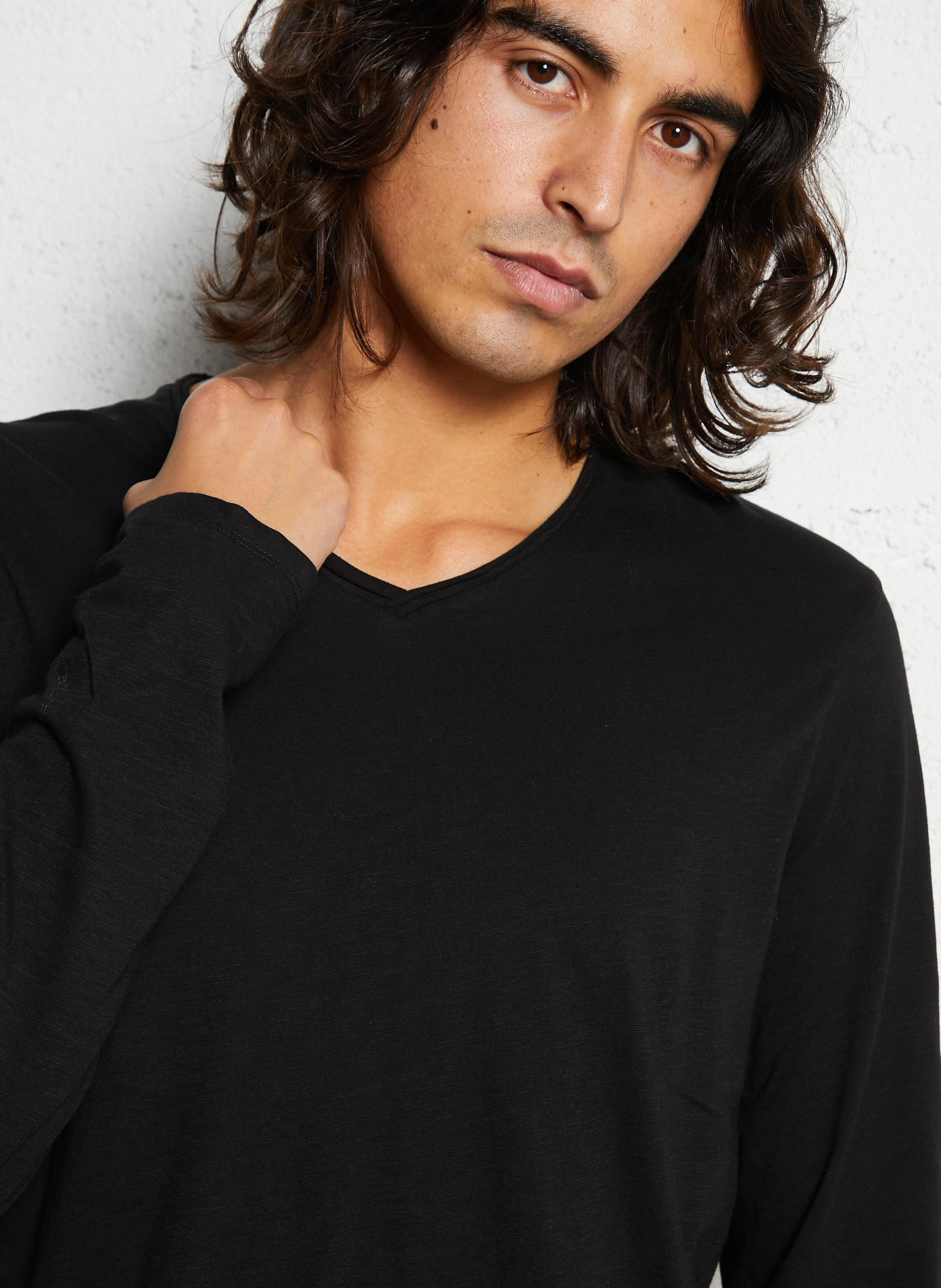 Tee-shirt droit vol v en coton Noir