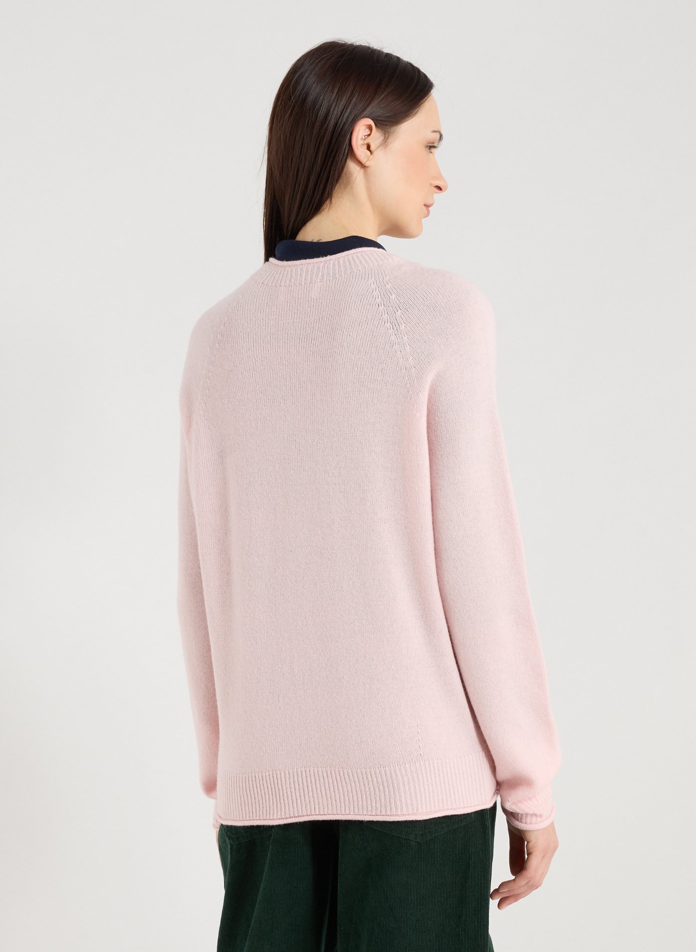 Pull col rond en laine LACOSTE Rose