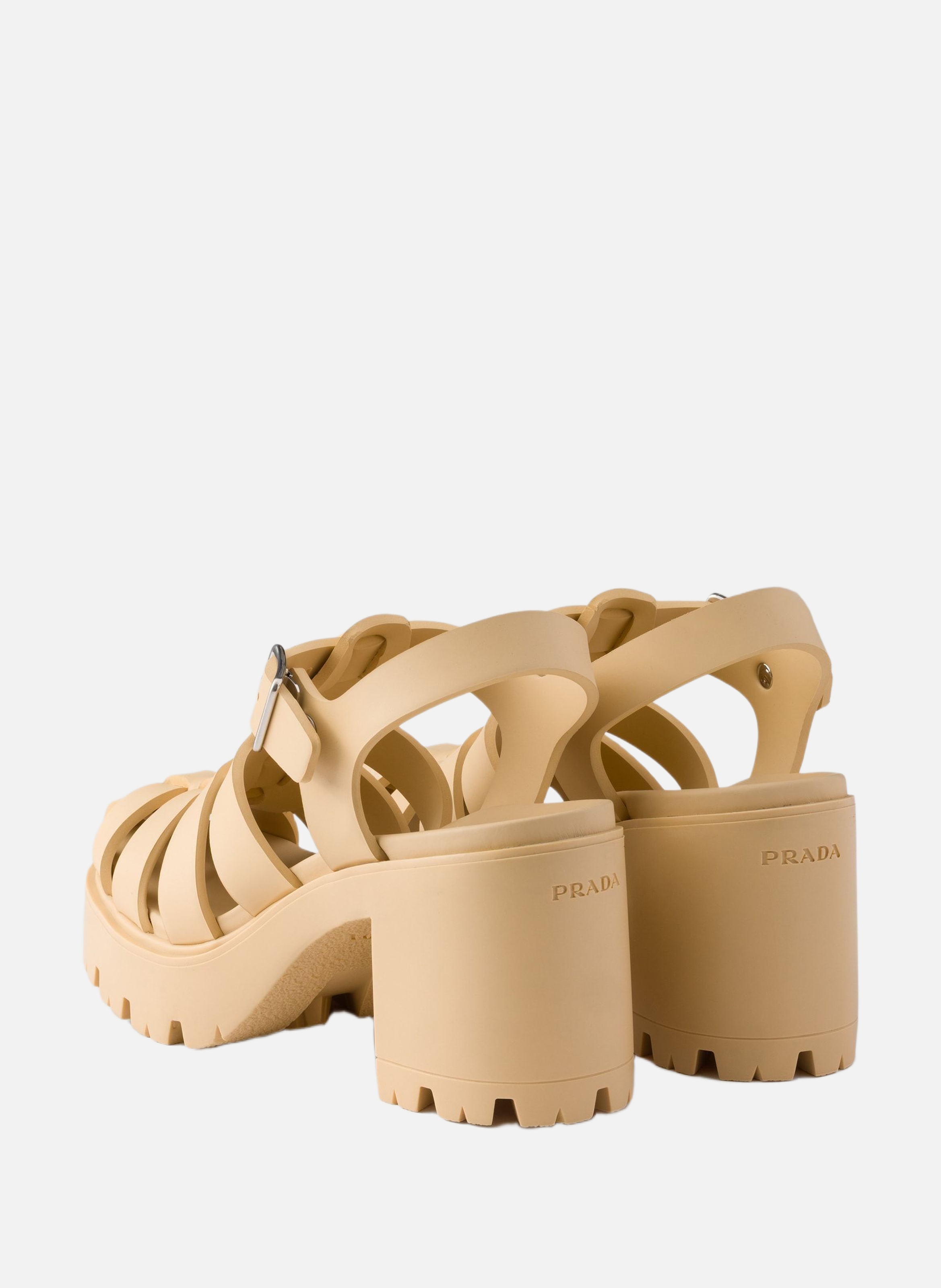 Sandales à plateforme en gomme PRADA Beige