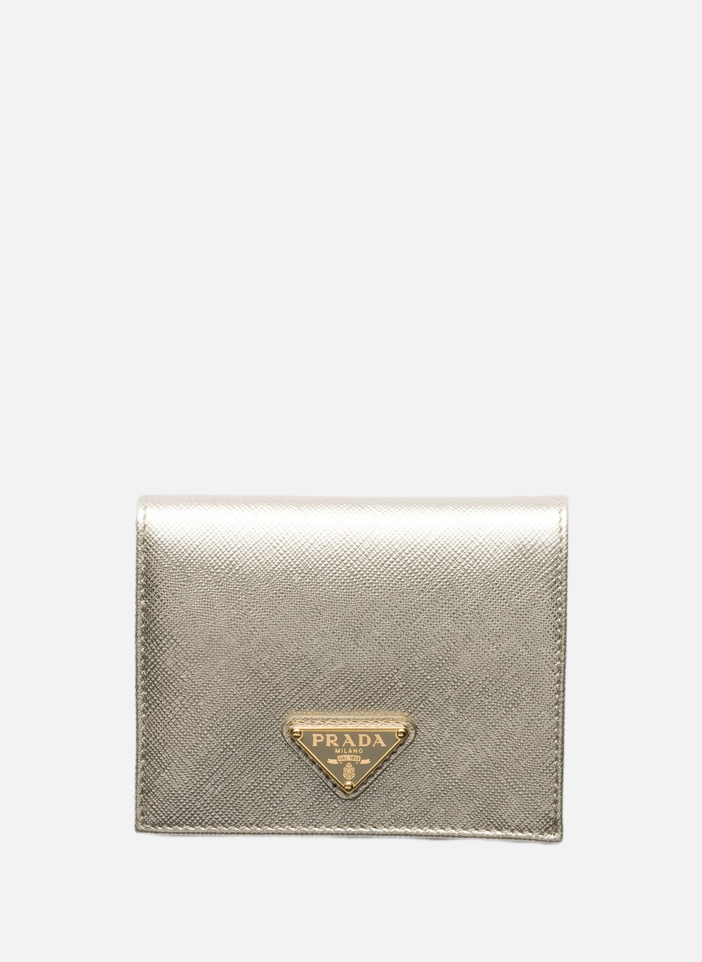 Petit portefeuille en cuir saffiano PRADA Argent