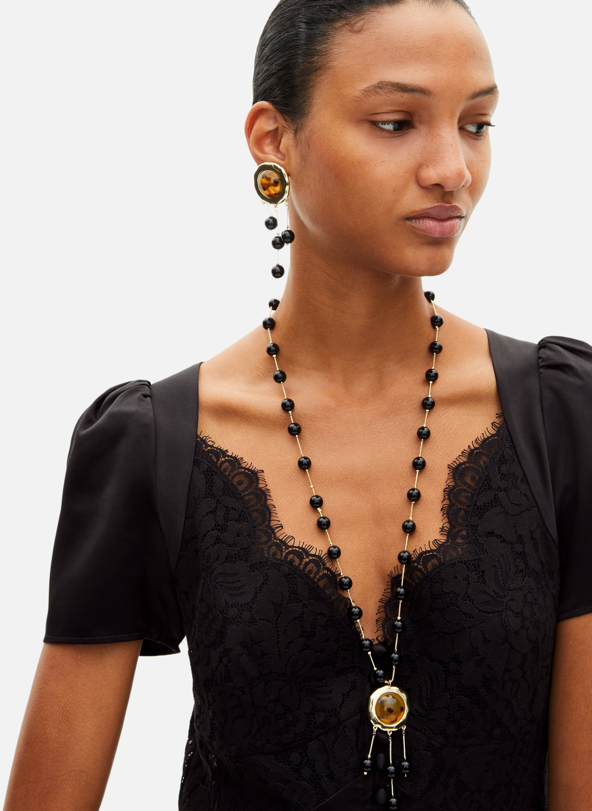 Collier perles et pendentif THE KOOPLES Jaune