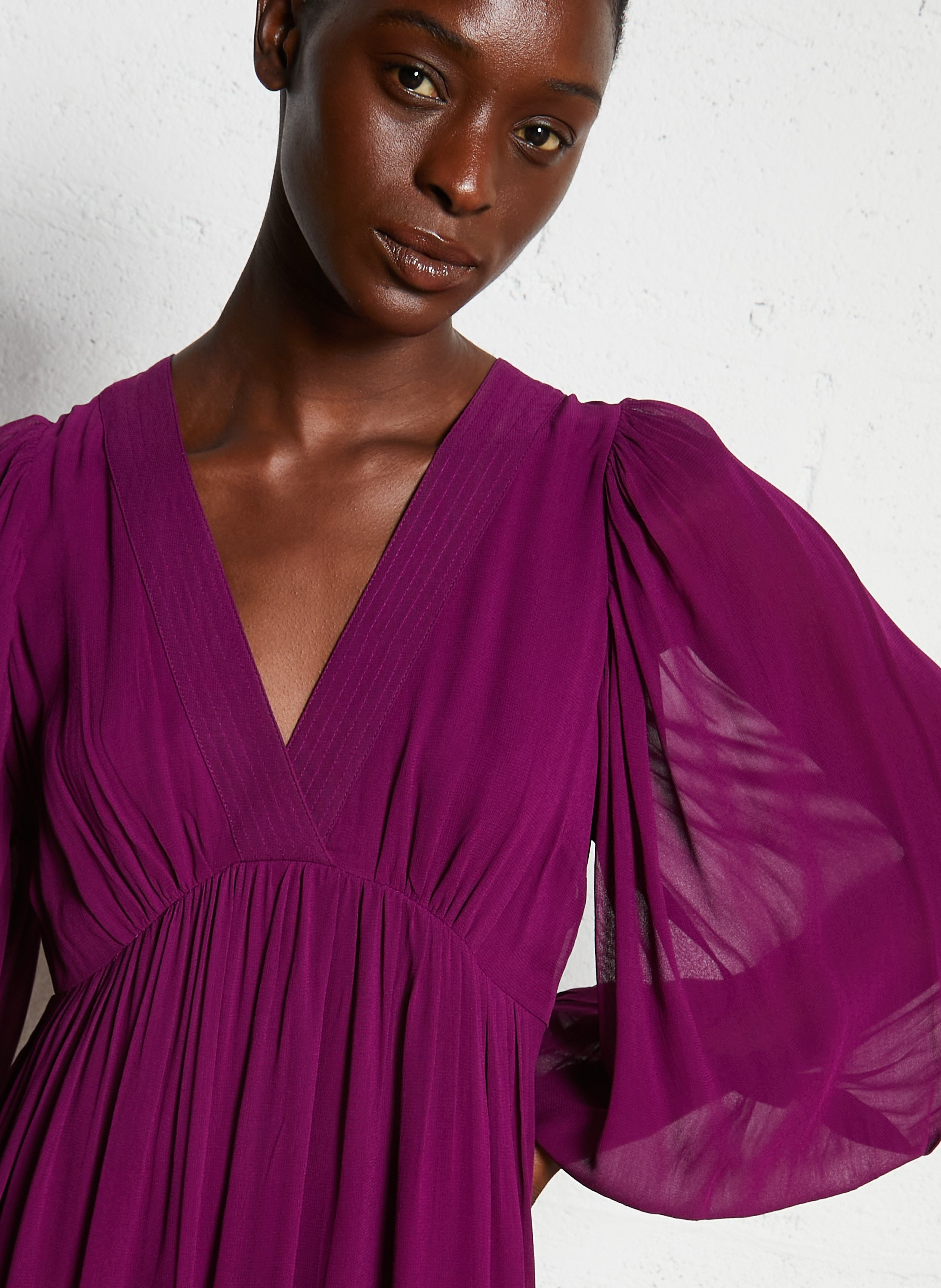 Robe midi col v livia MAISON 123 Violet