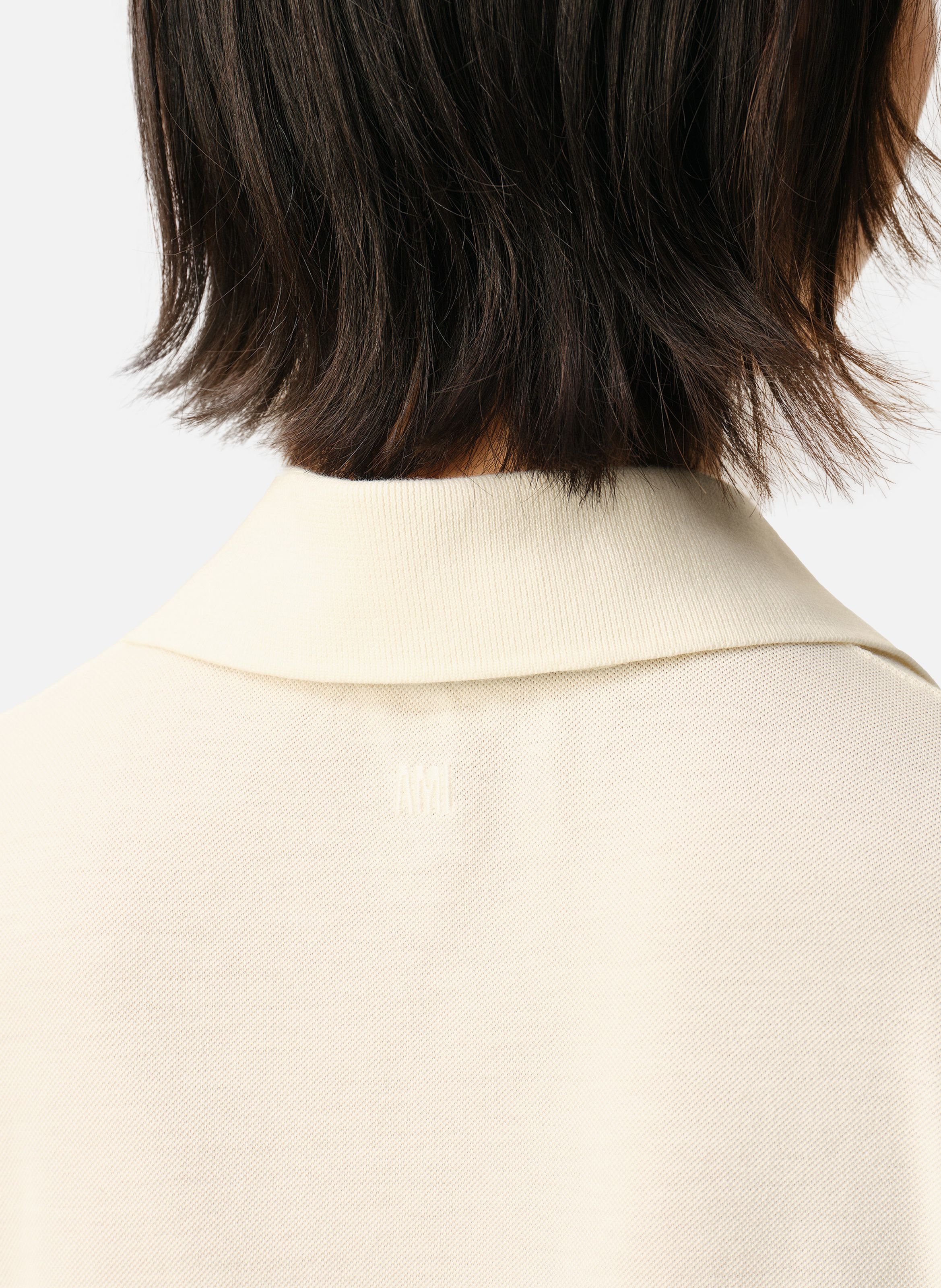 Polo ami de coeur crochet en coton unisexe AMI PARIS Blanc