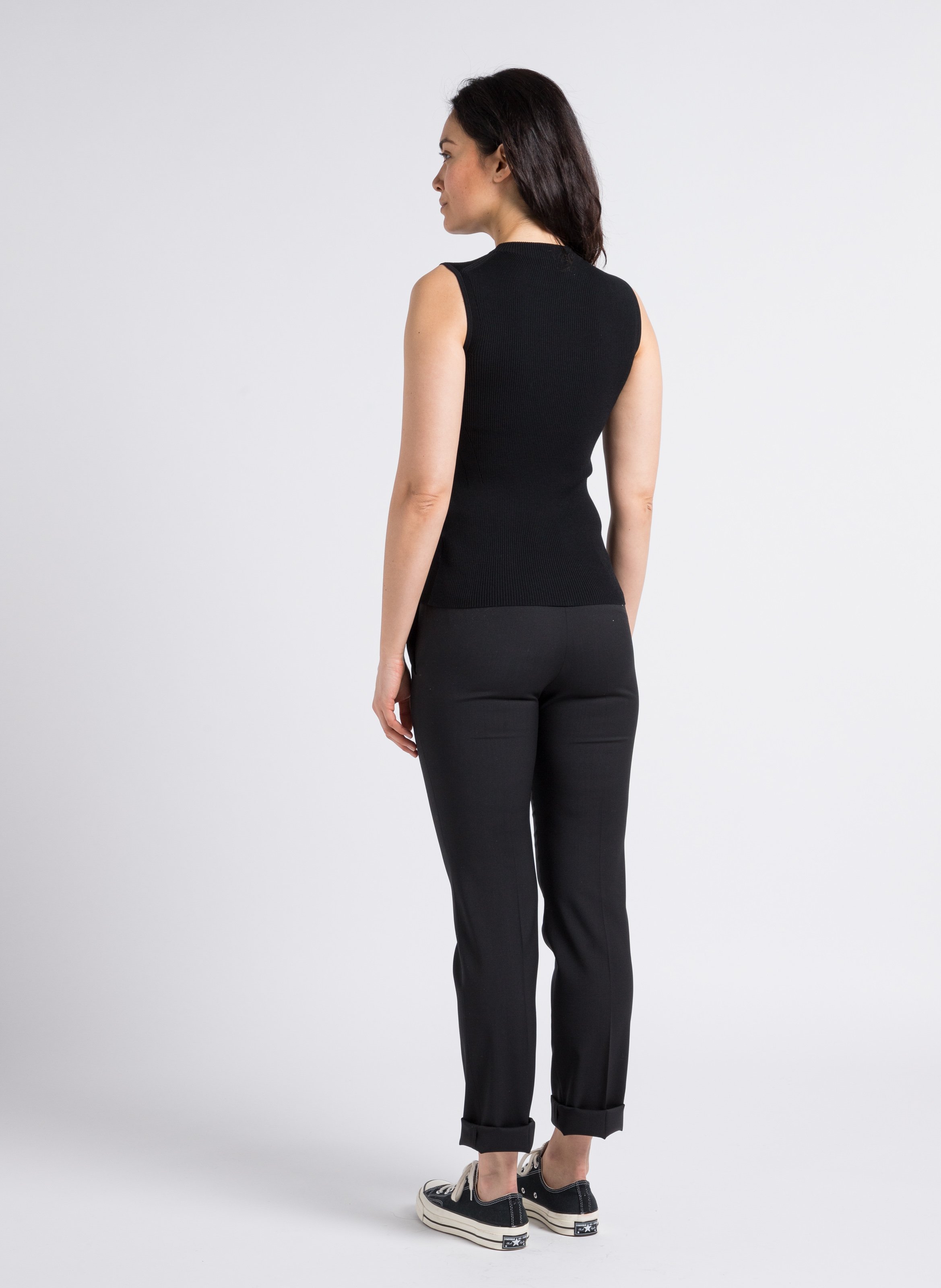 Tee-shirt côtelé sans manches à bords-côtes BOSS Noir