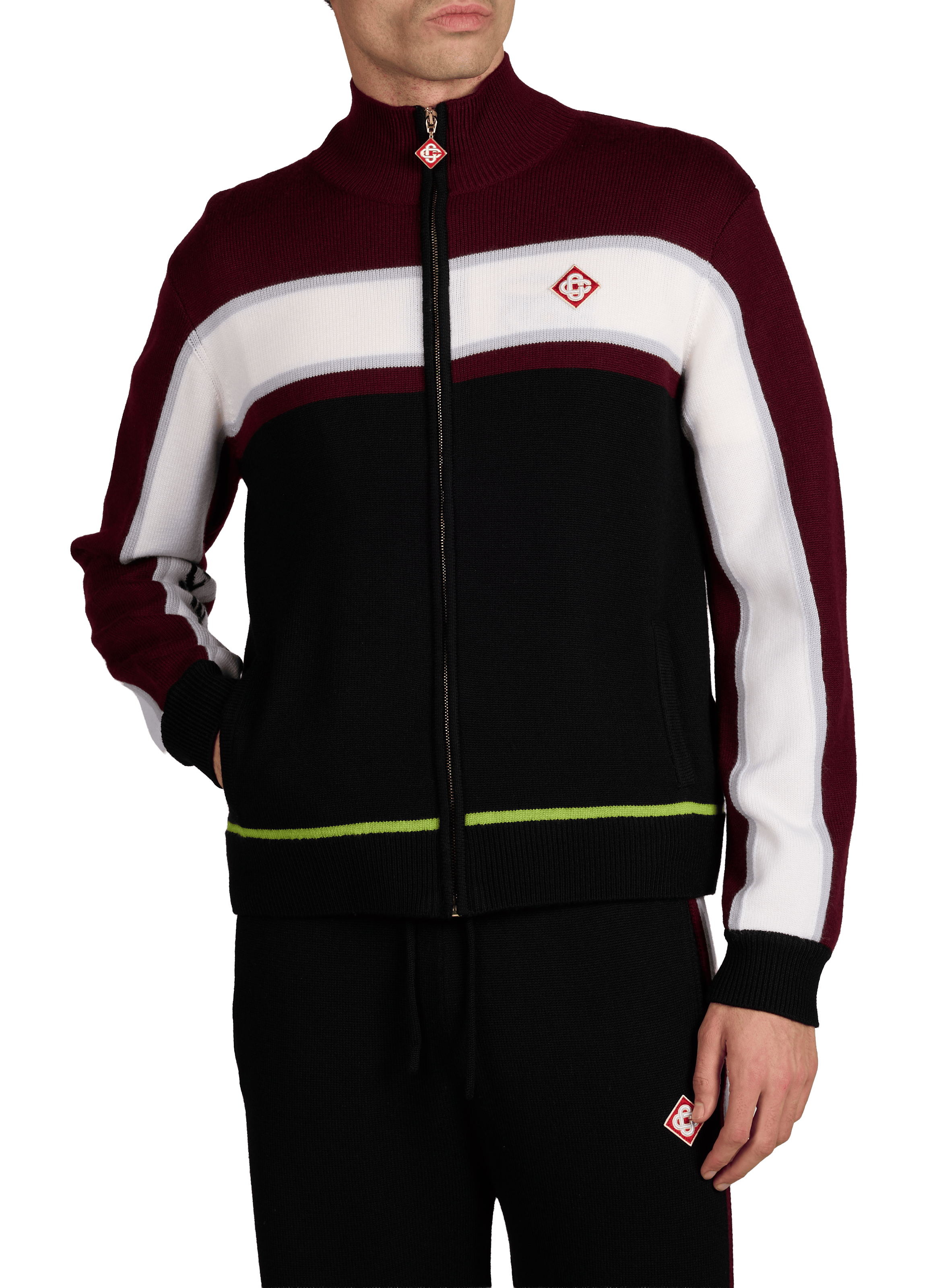 Veste zippée à col montant en laine mérinos CASABLANCA PARIS Noir