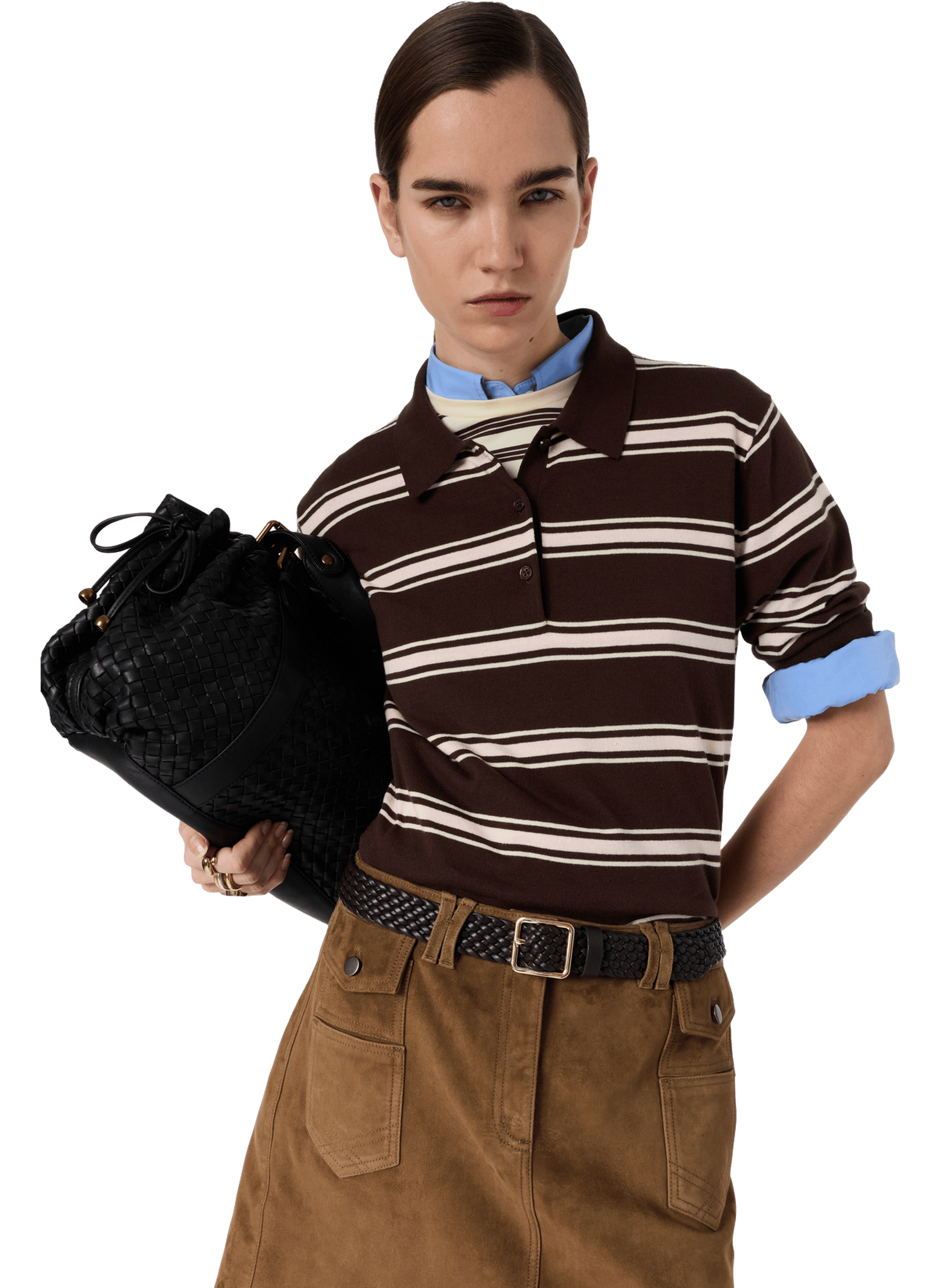 Polo rayé à manches courtes - leila GERARD DAREL Marron