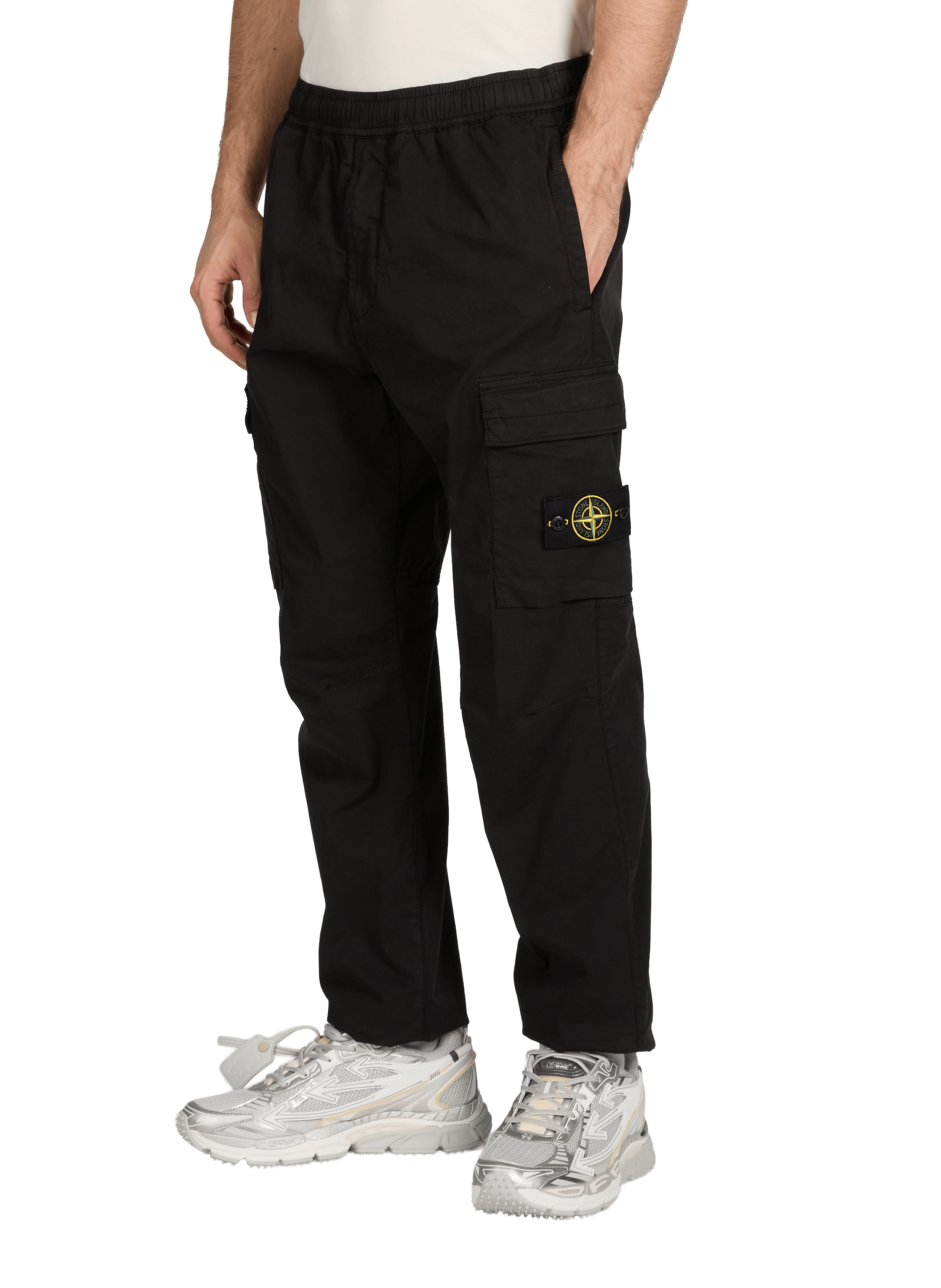 Pantalon cargo en coton mélangé STONE ISLAND Noir