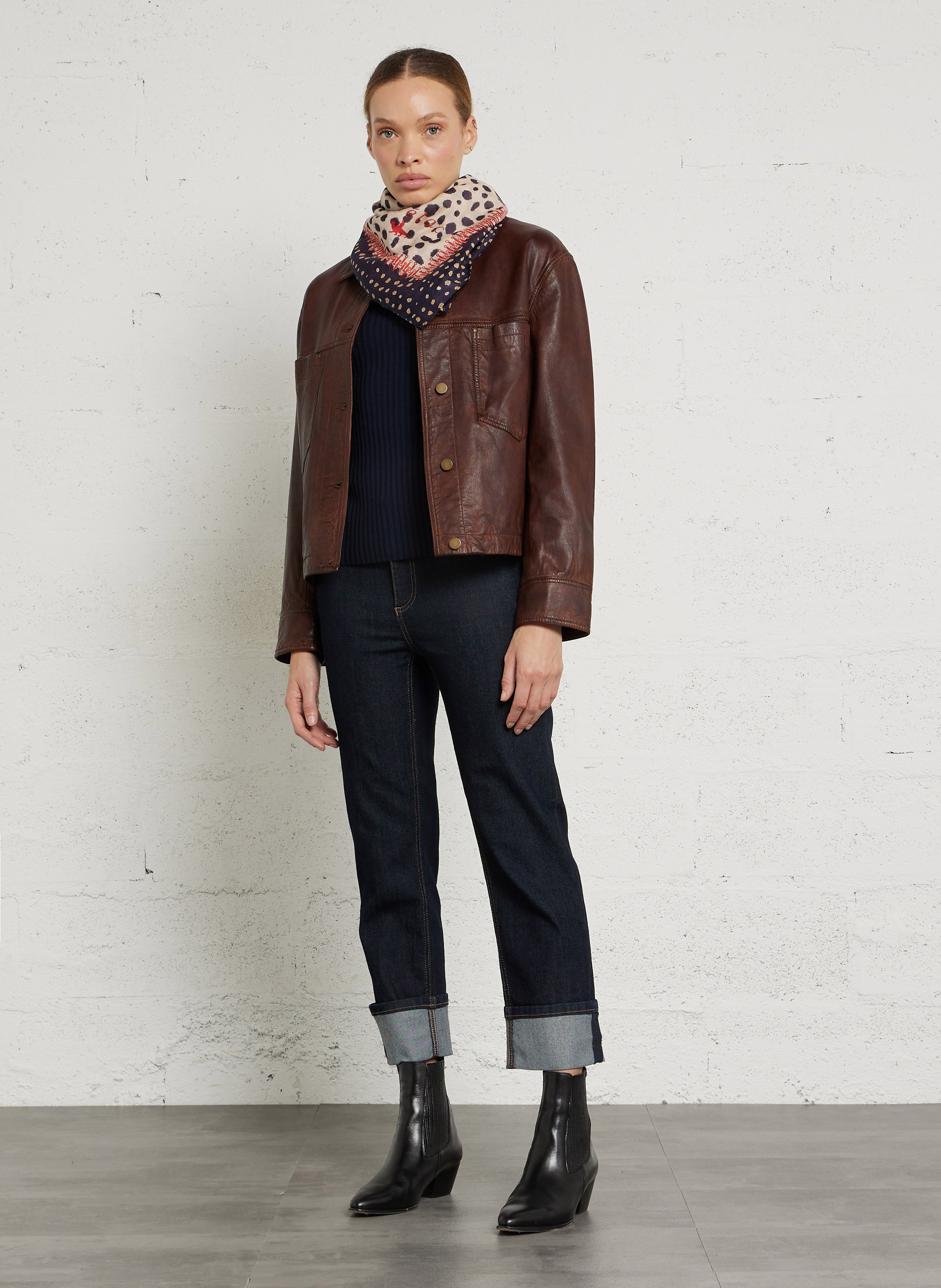 Veste droite boutonnée en cuir carla MAISON 123 Rouge