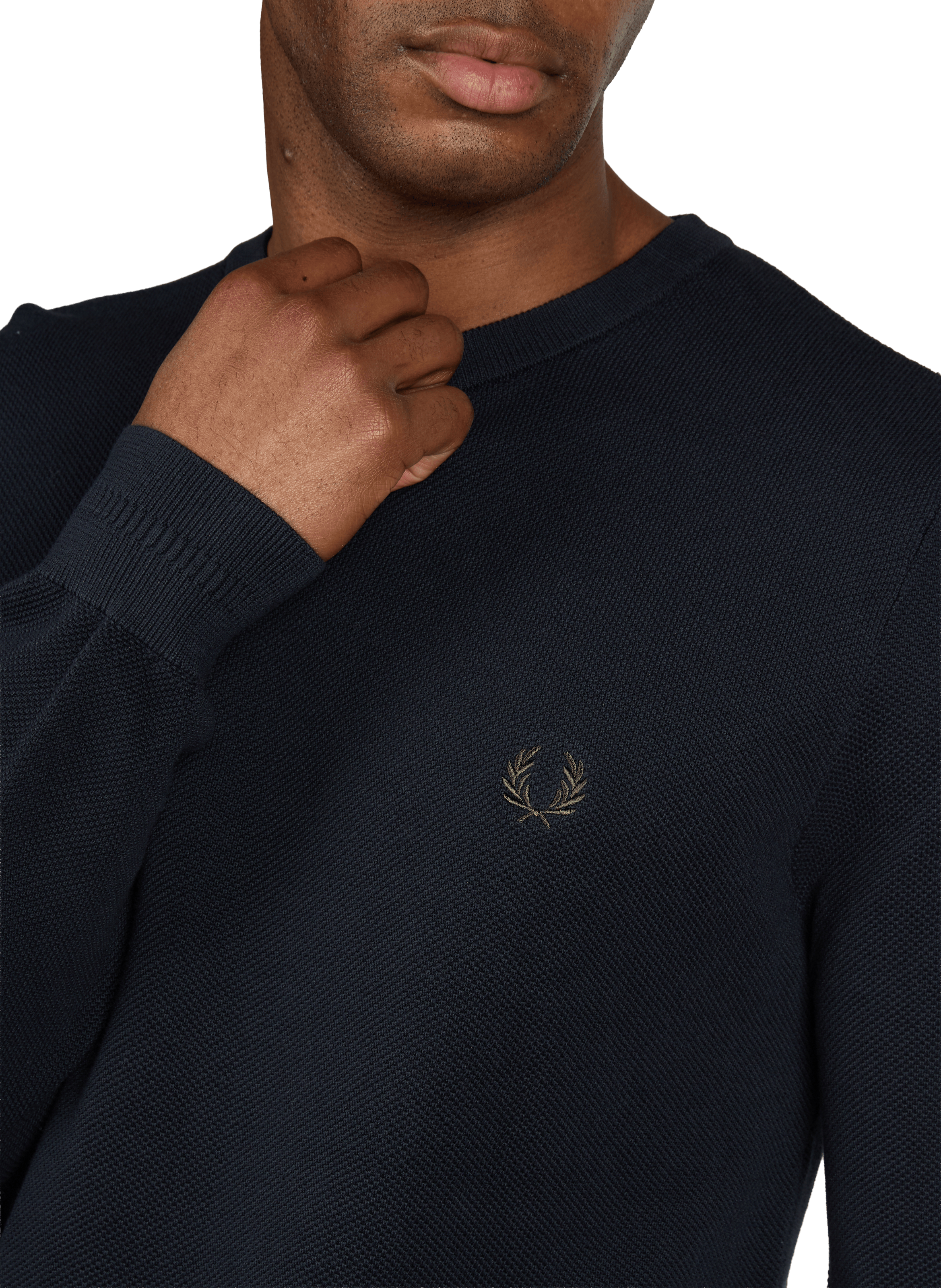 Pull à col rond en coton FRED PERRY Bleu