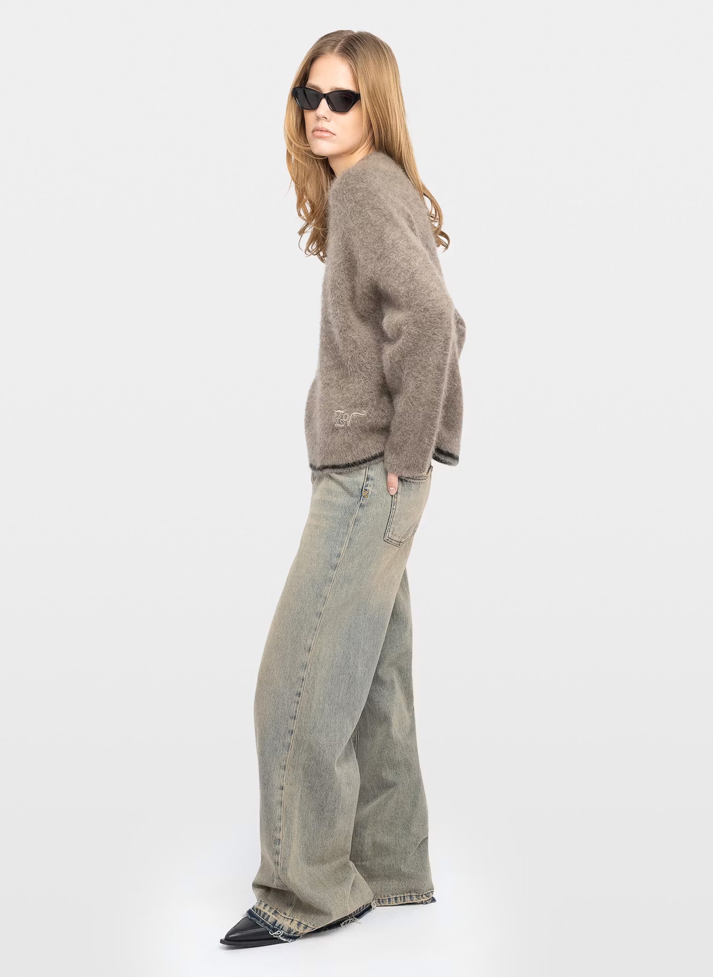 Pull droit col rond en mohair mélangé markuz ZADIG&VOLTAIRE Beige