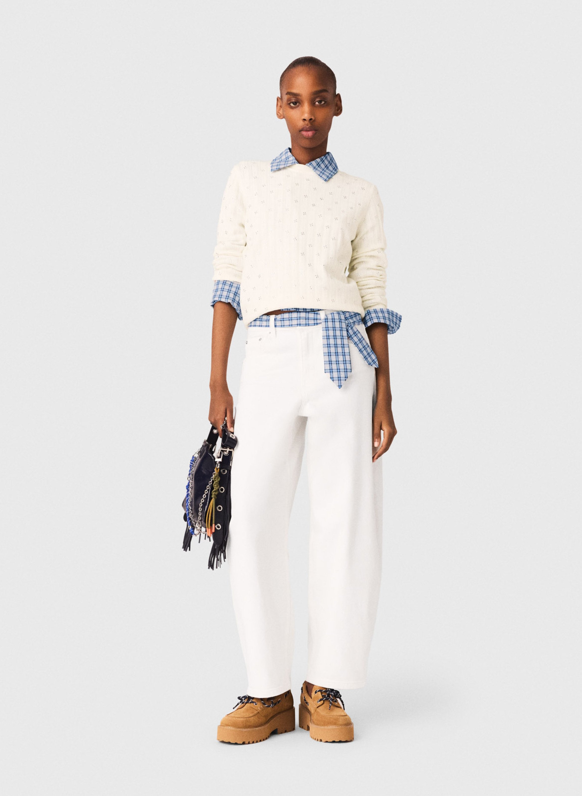 Pull col rond en laine mélangée MAJE Beige