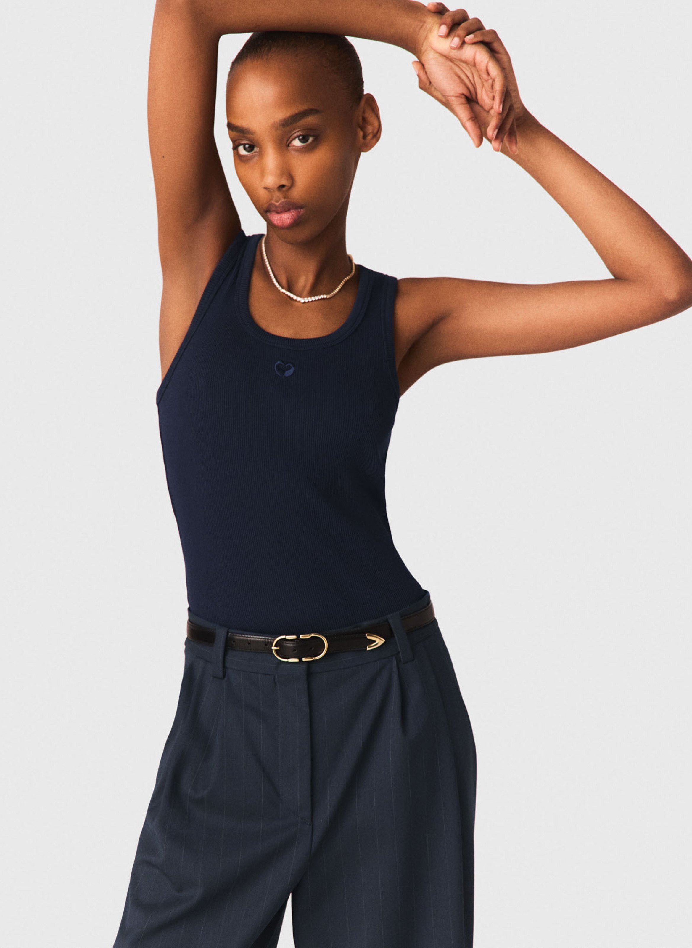 Débardeur col rond en coton mélangé MAJE Bleu