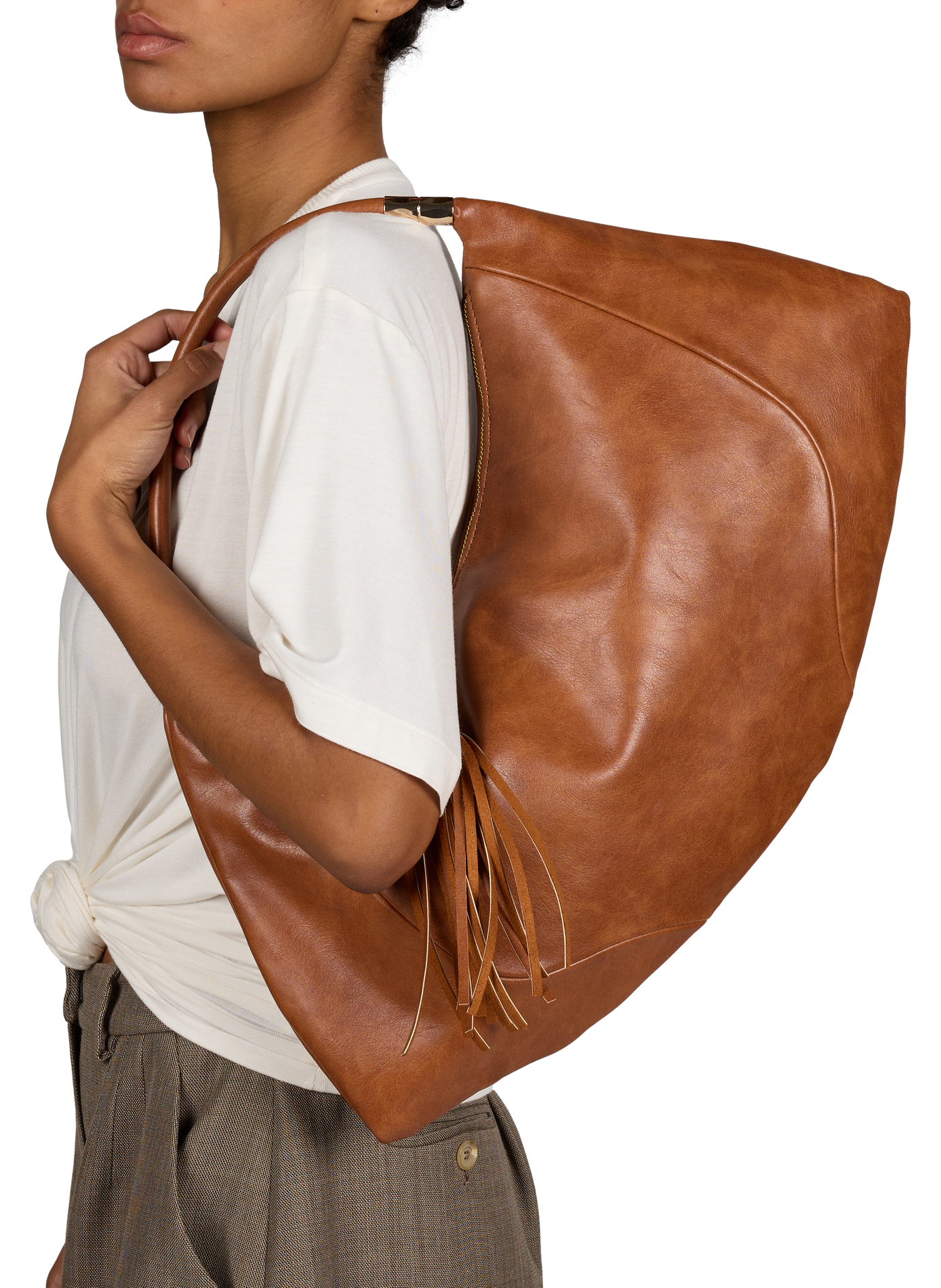 Sac à main Hobo avec Pompom AU PRINTEMPS PARIS Marron