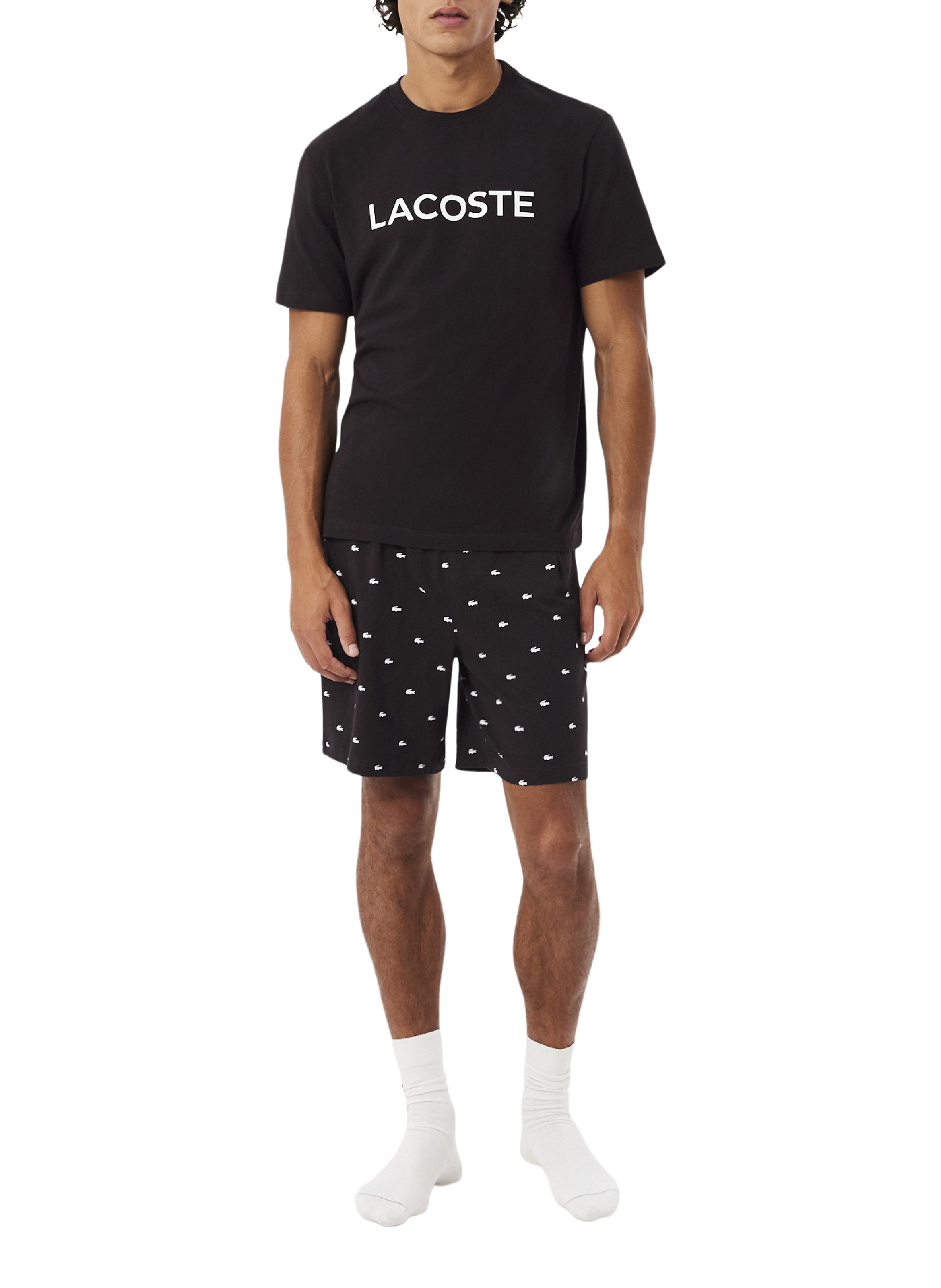 Set di pigiama in cotone stampato coccodrillo. LACOSTE Marrone