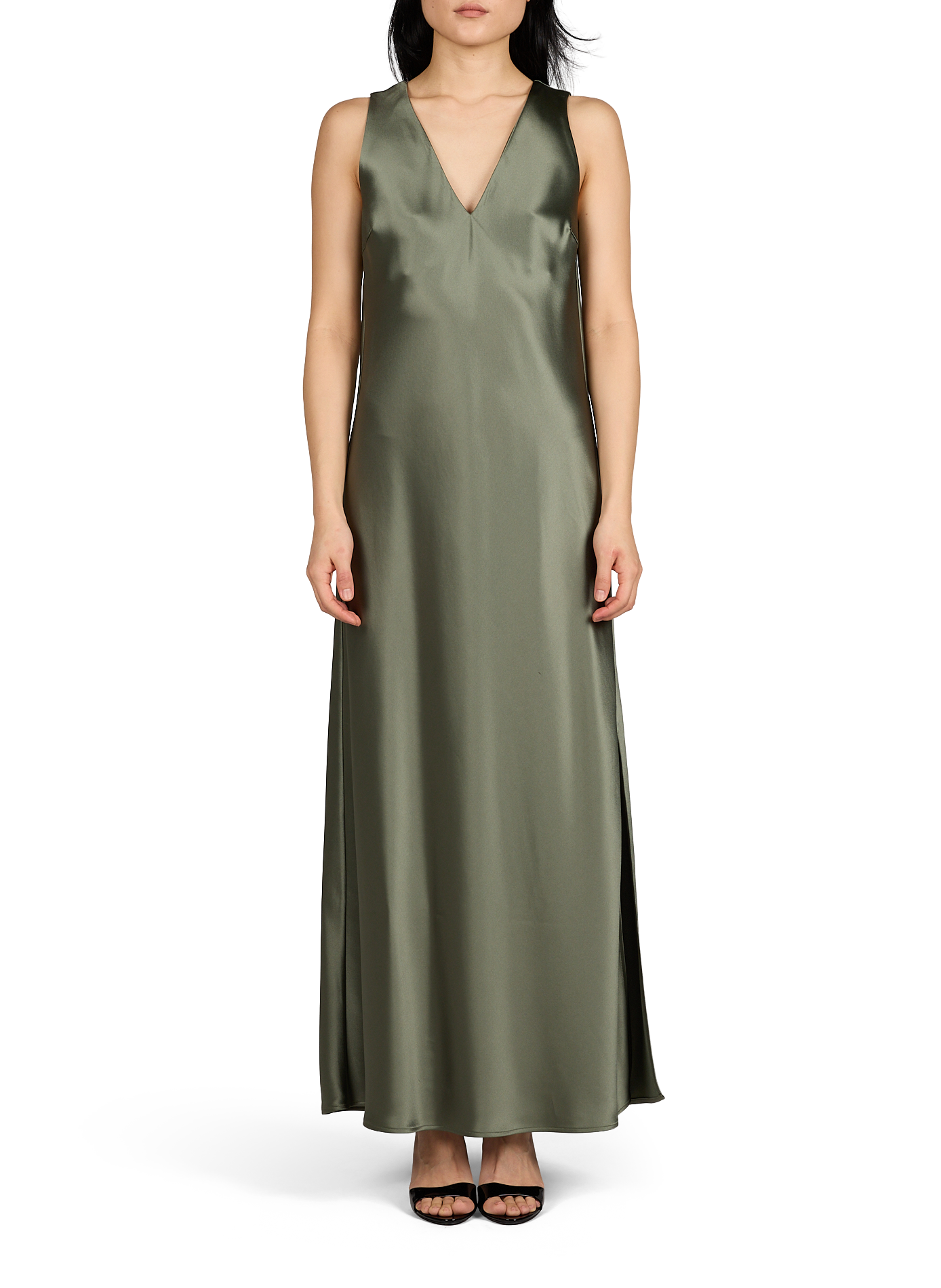 Long satin Levita dress BY MALENE BIRGER Green