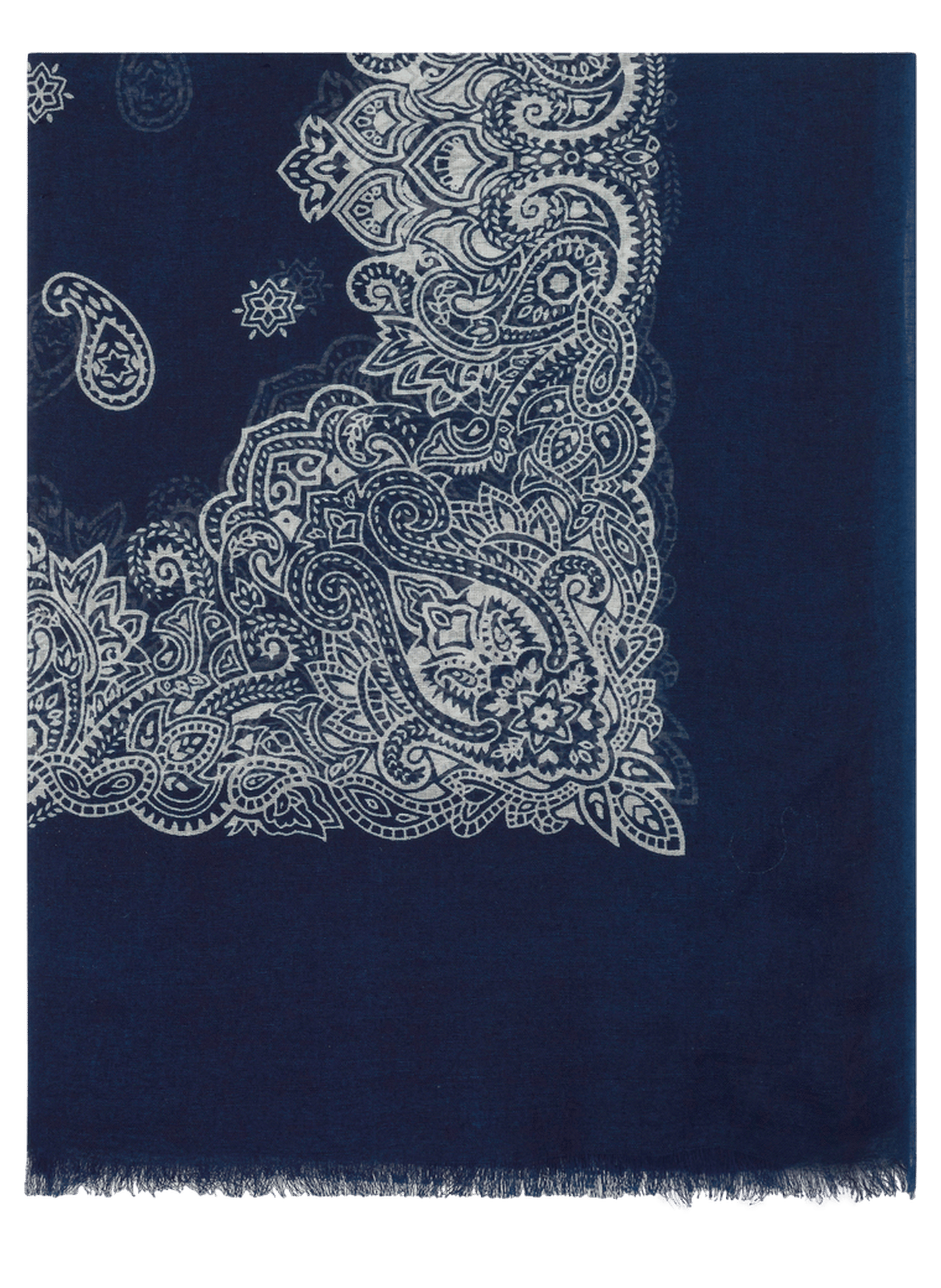 Echarpe imprimée en coton, modal et lin - france PABLO Bleu