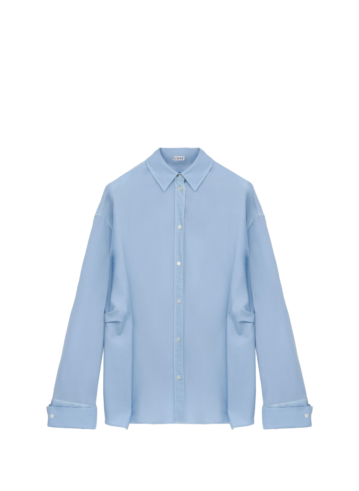 Chemise drapée en laine et soie LOEWE Bleu