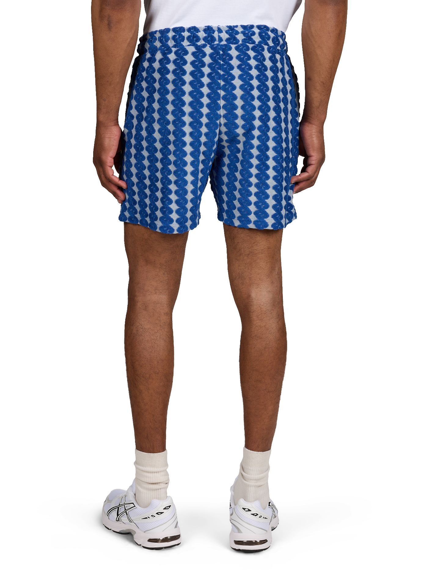 Short à vagues en coton mélangé Bleu